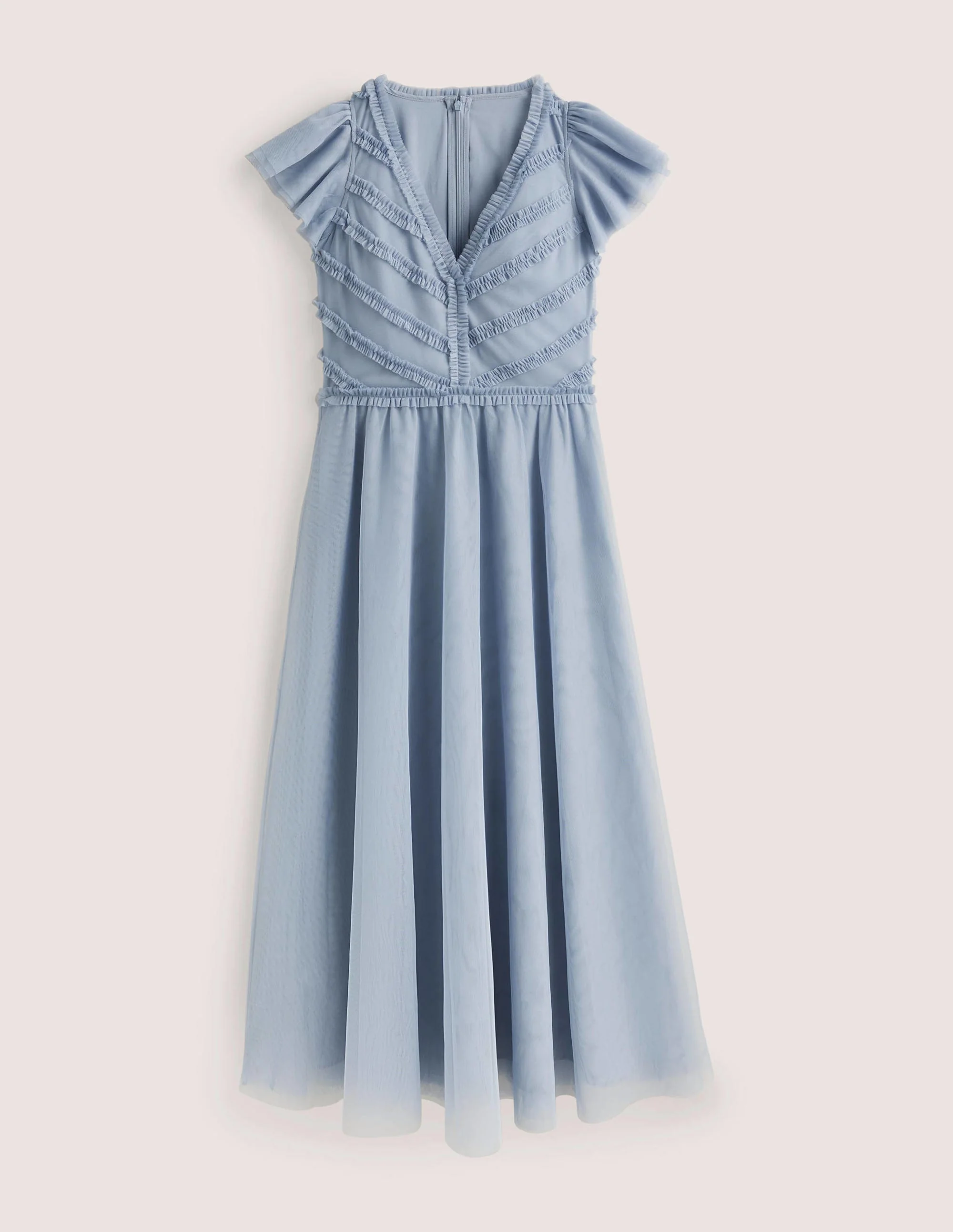 Tulle V-Neck Maxi Party Dress-Dusty Blue - Image 7