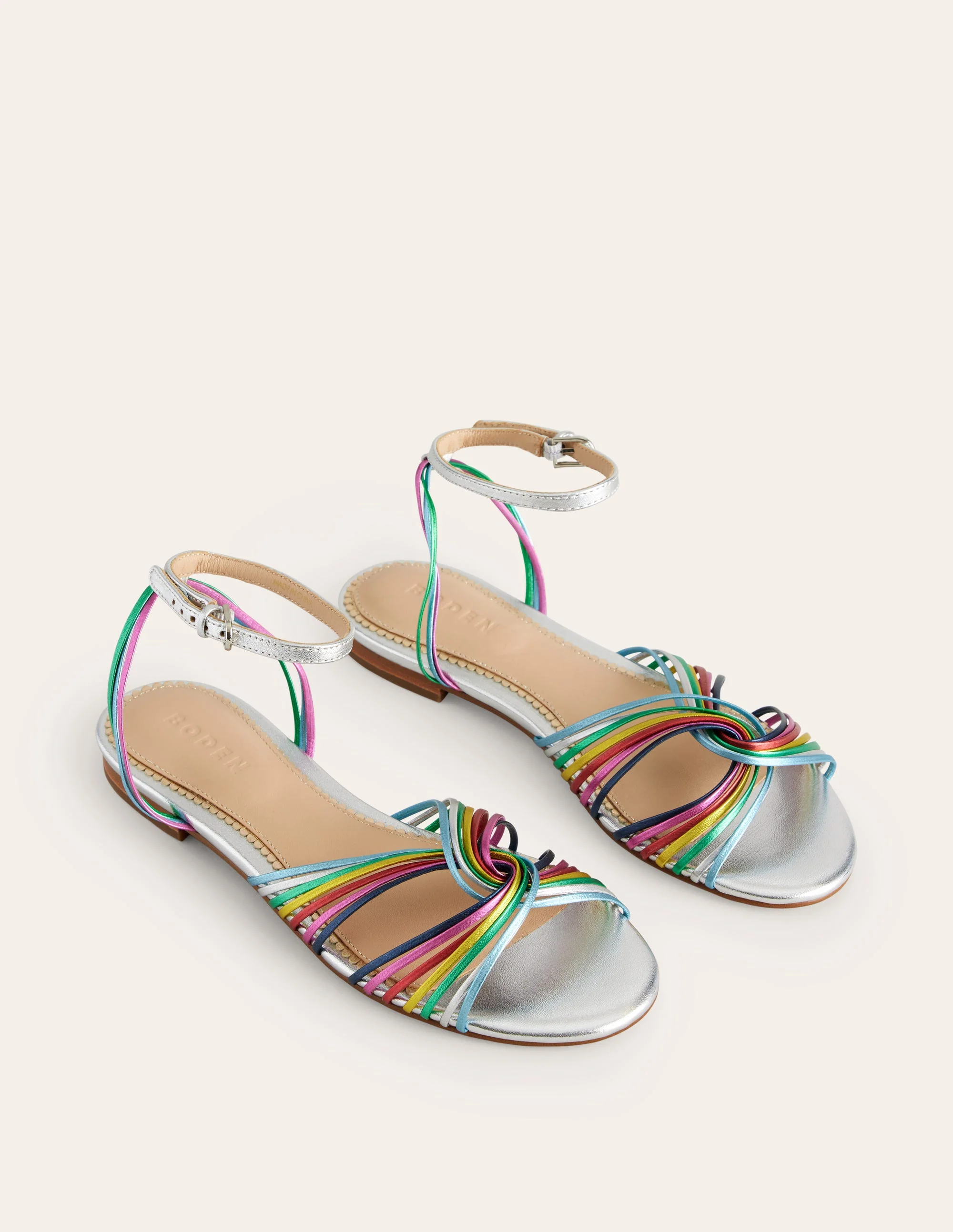 Twist Front Sandals-Multi Metallic Leather - Image 4