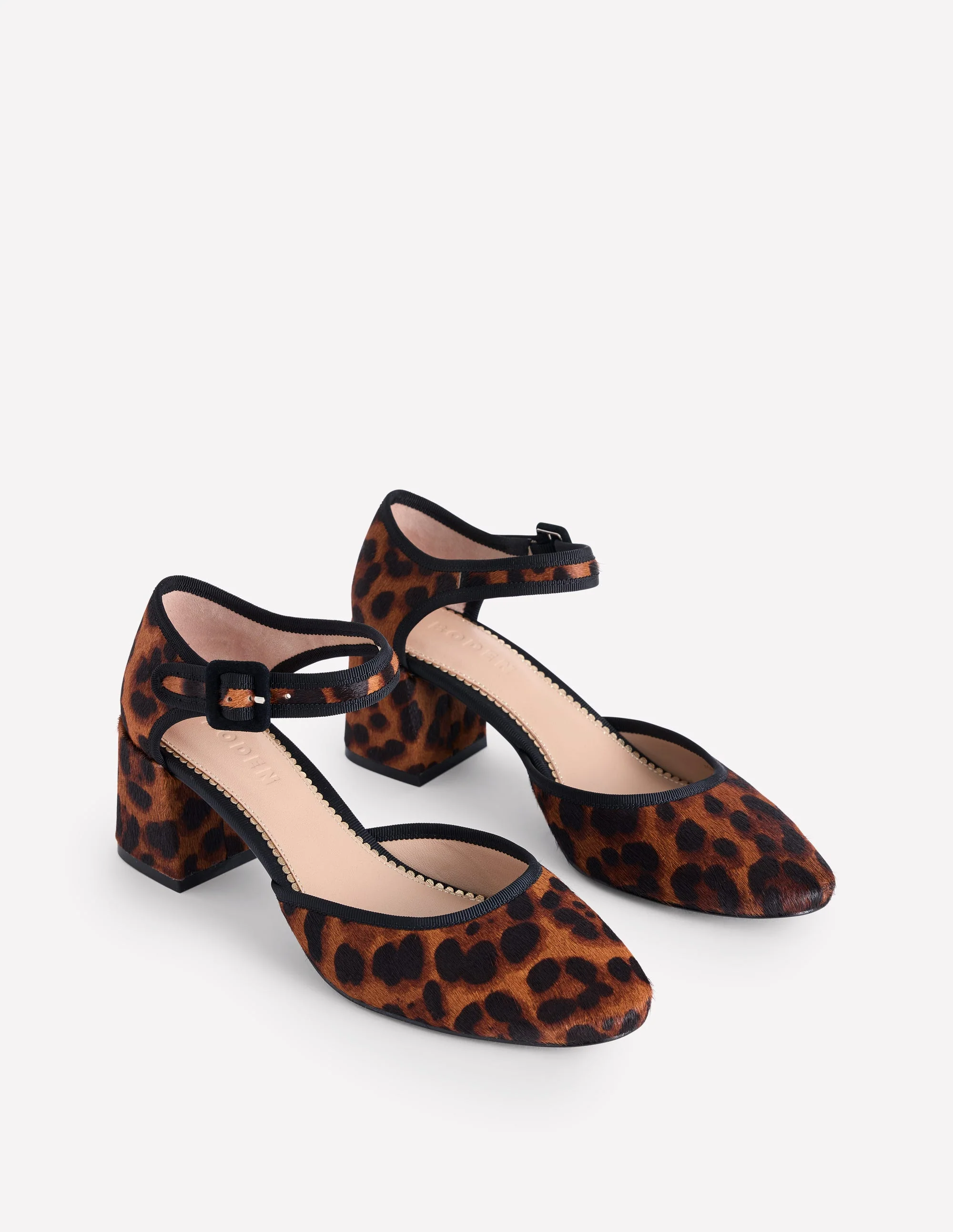 Two Part Block Heel Pumps-Dark Classic Leopard - Image 3