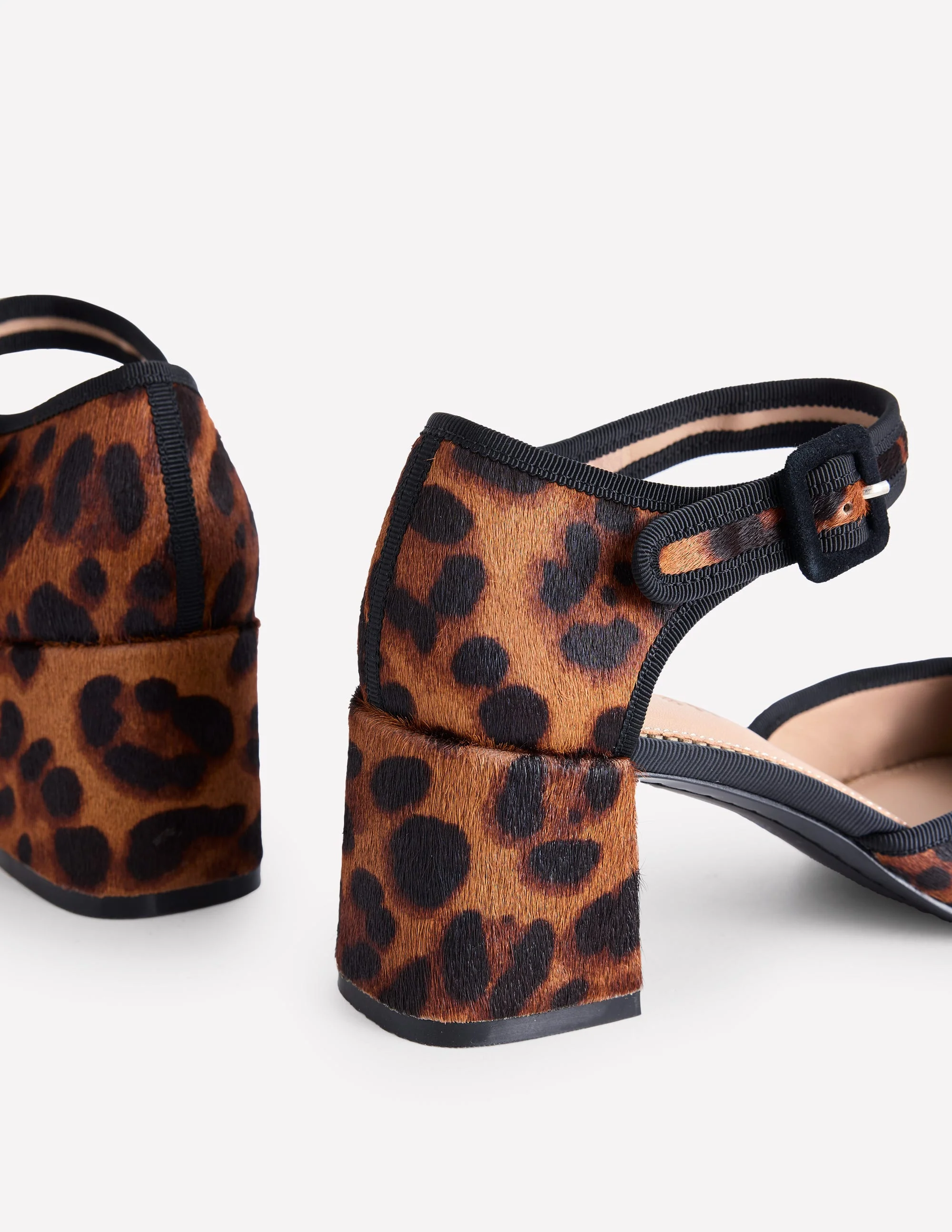 Two Part Block Heel Pumps-Dark Classic Leopard - Image 4