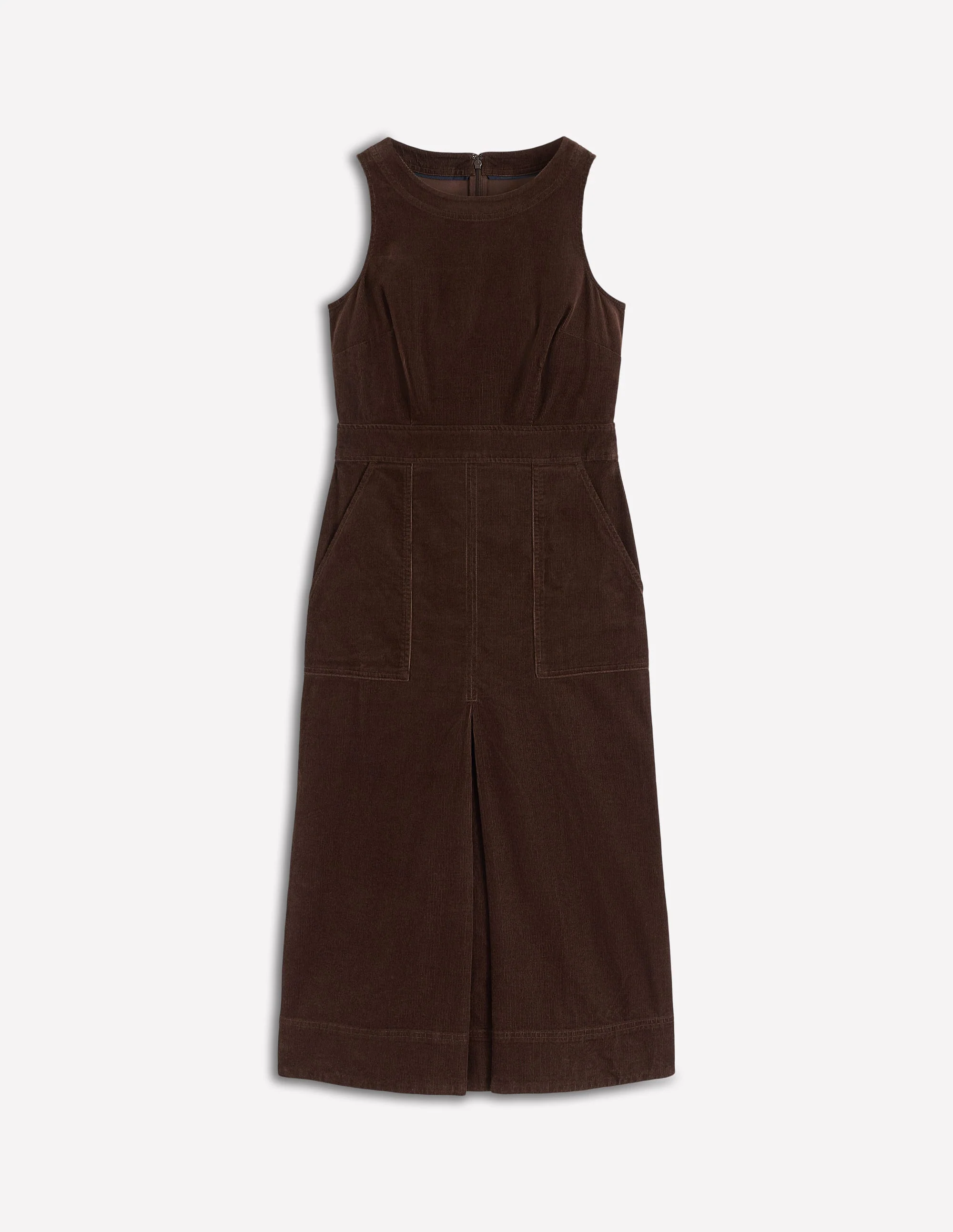 Ula Box Pleat Cord Midi Dress-Espresso - Image 6
