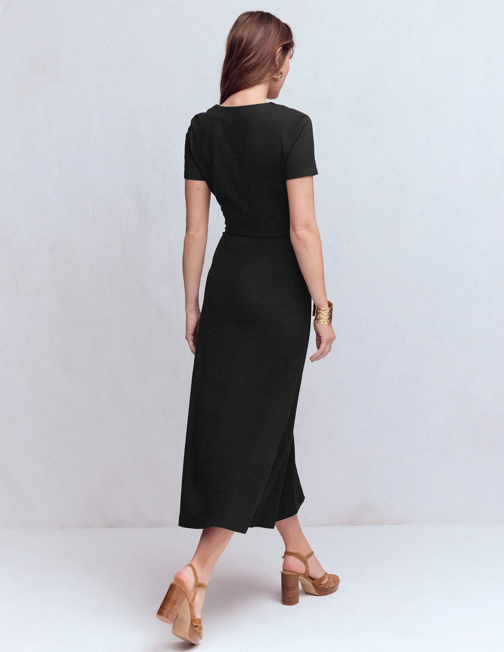 Una Ruched Front Ponte Dress-Black - Image 3