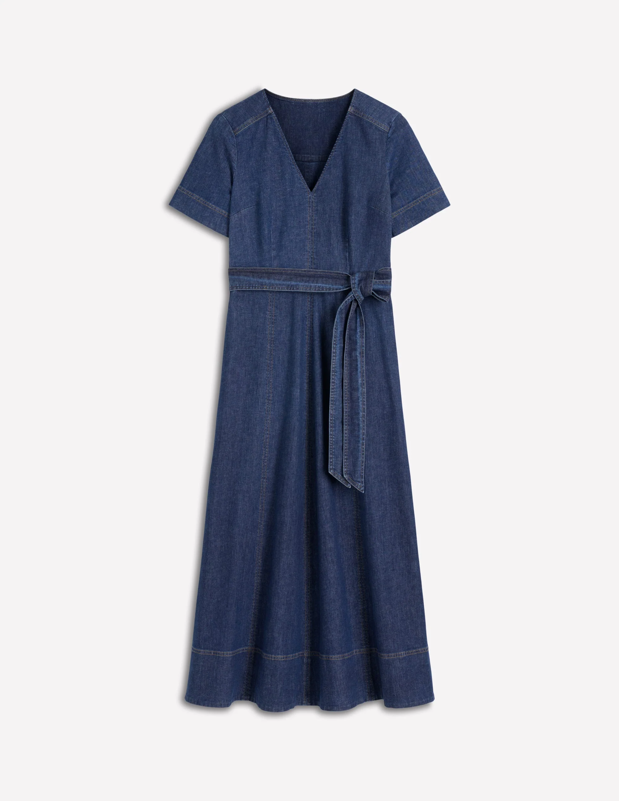 V-Neck Denim Dress-Mid Vintage - Image 6