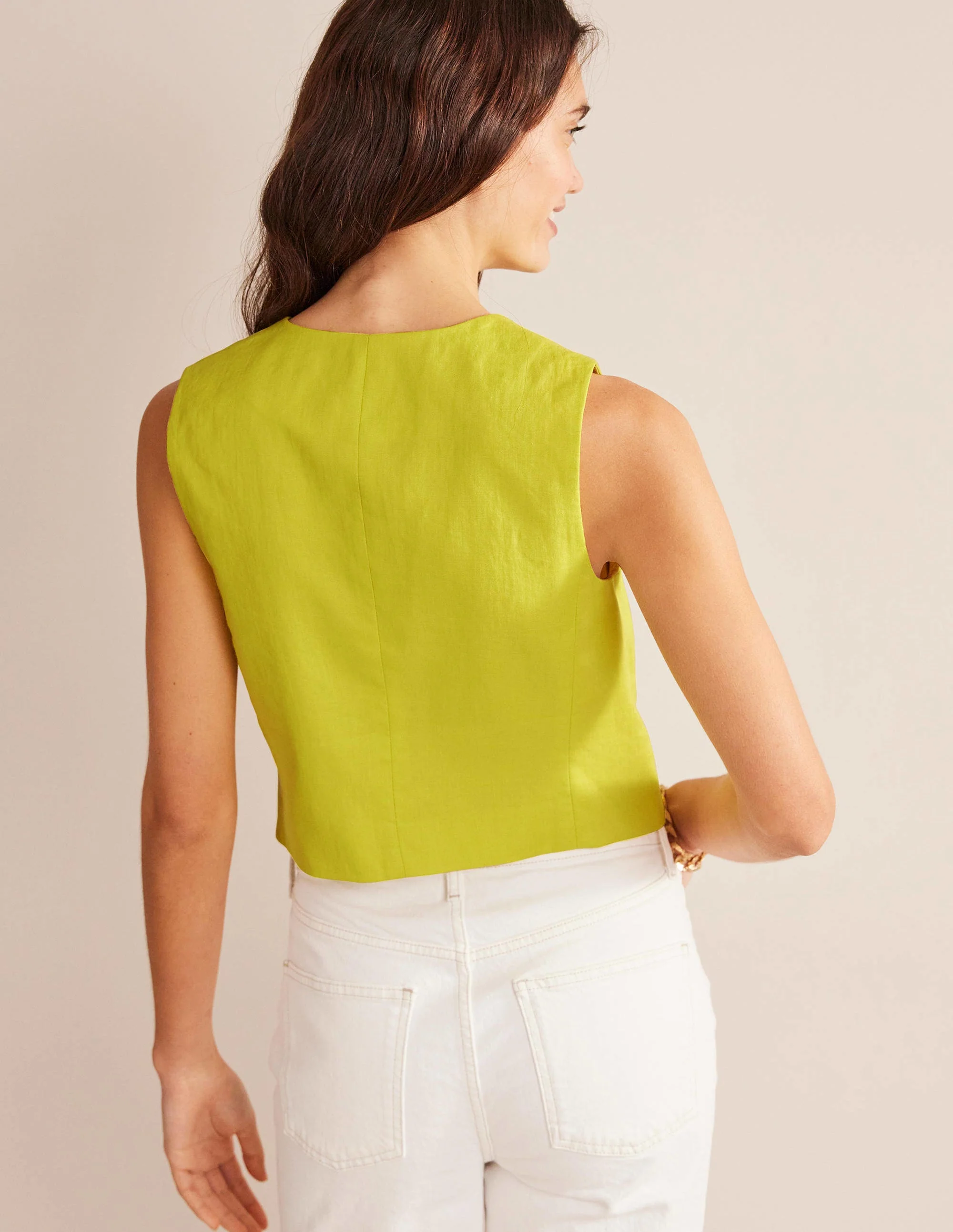 V-neck Linen Waistcoat-Citrus - Image 3