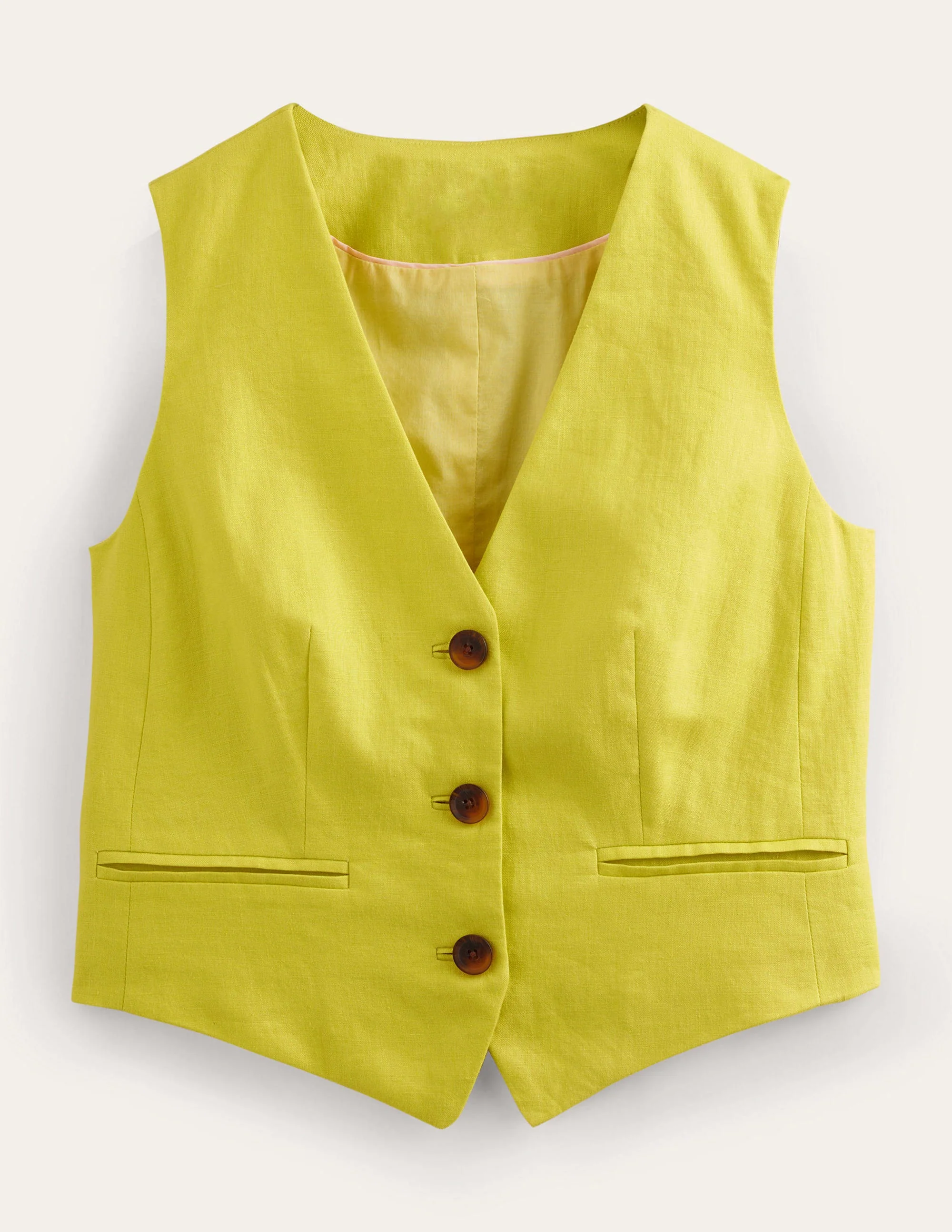 V-neck Linen Waistcoat-Citrus - Image 6