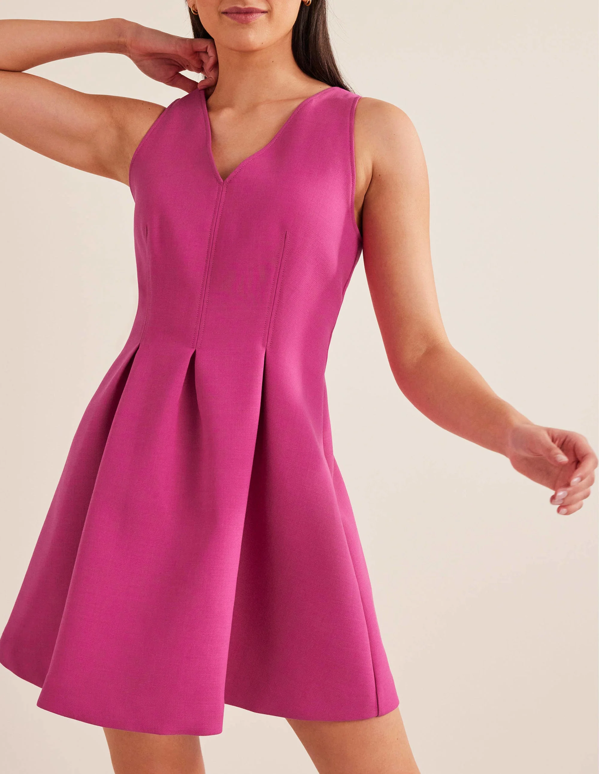 V-Neck Skater Mini Dress-Virtual Pink - Image 2