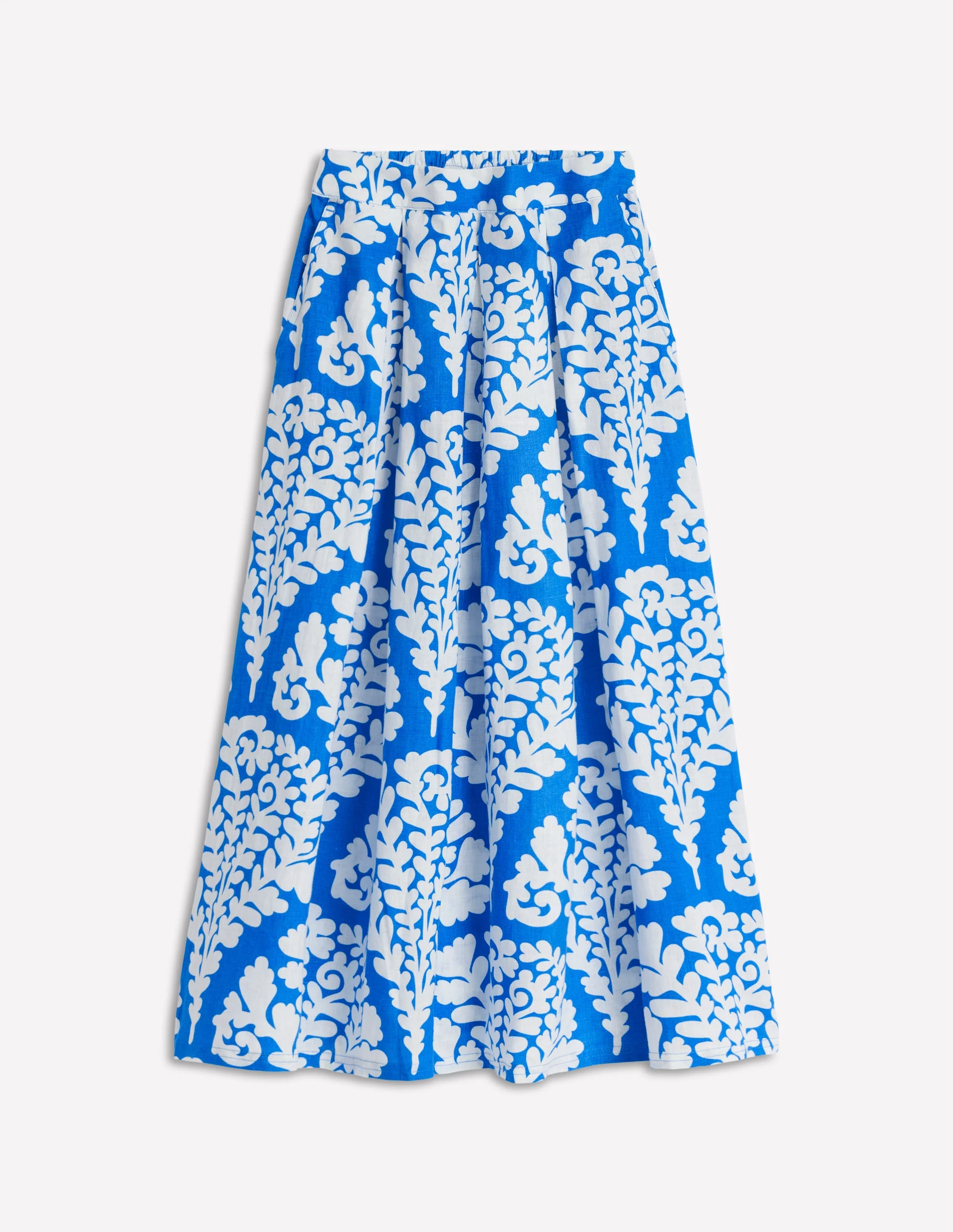 Verity Linen Midi Skirt-Cerulean Blue, Blossomy - Image 6