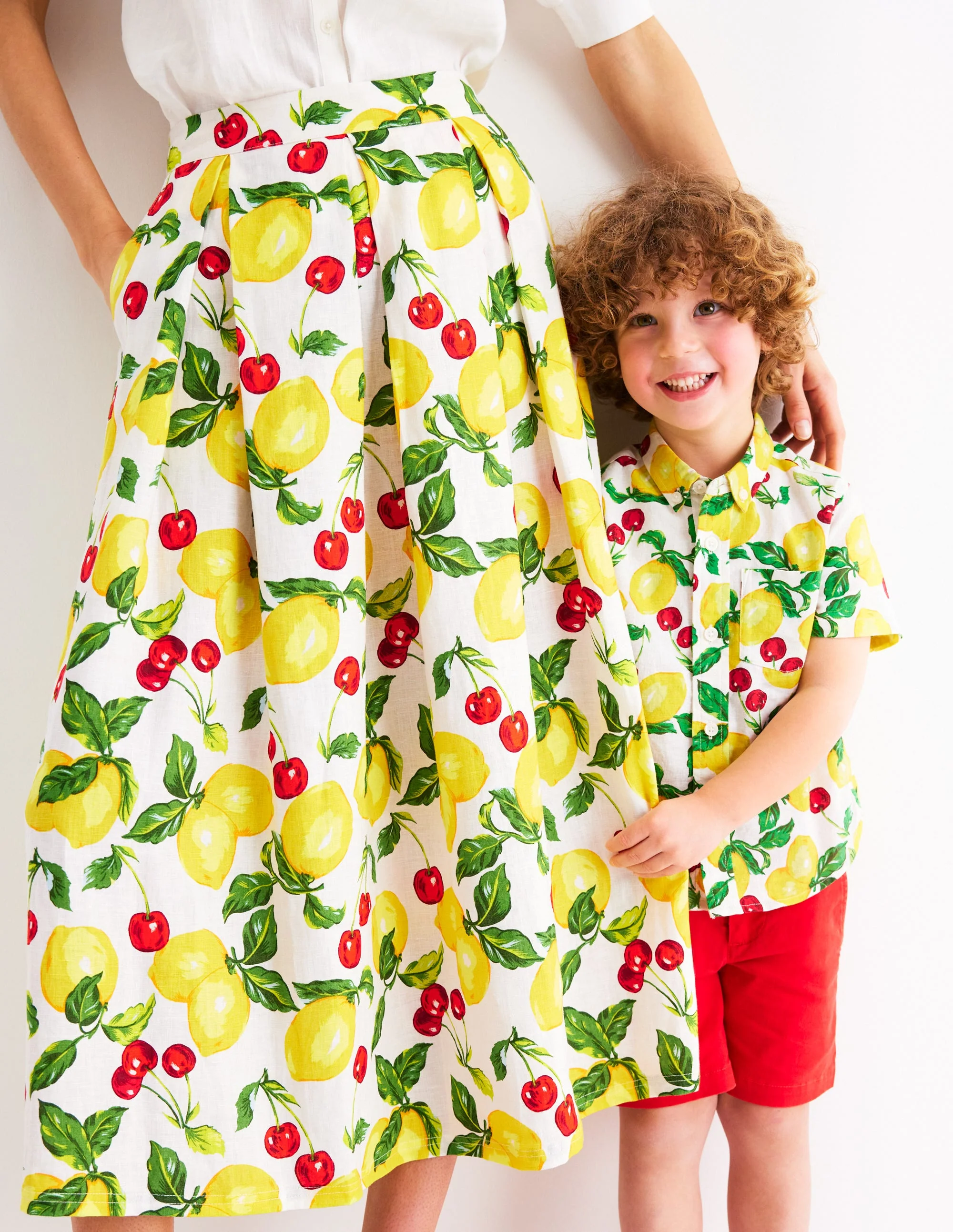 Verity Linen Midi Skirt-Ivory, Cherries and Lemons - Image 5