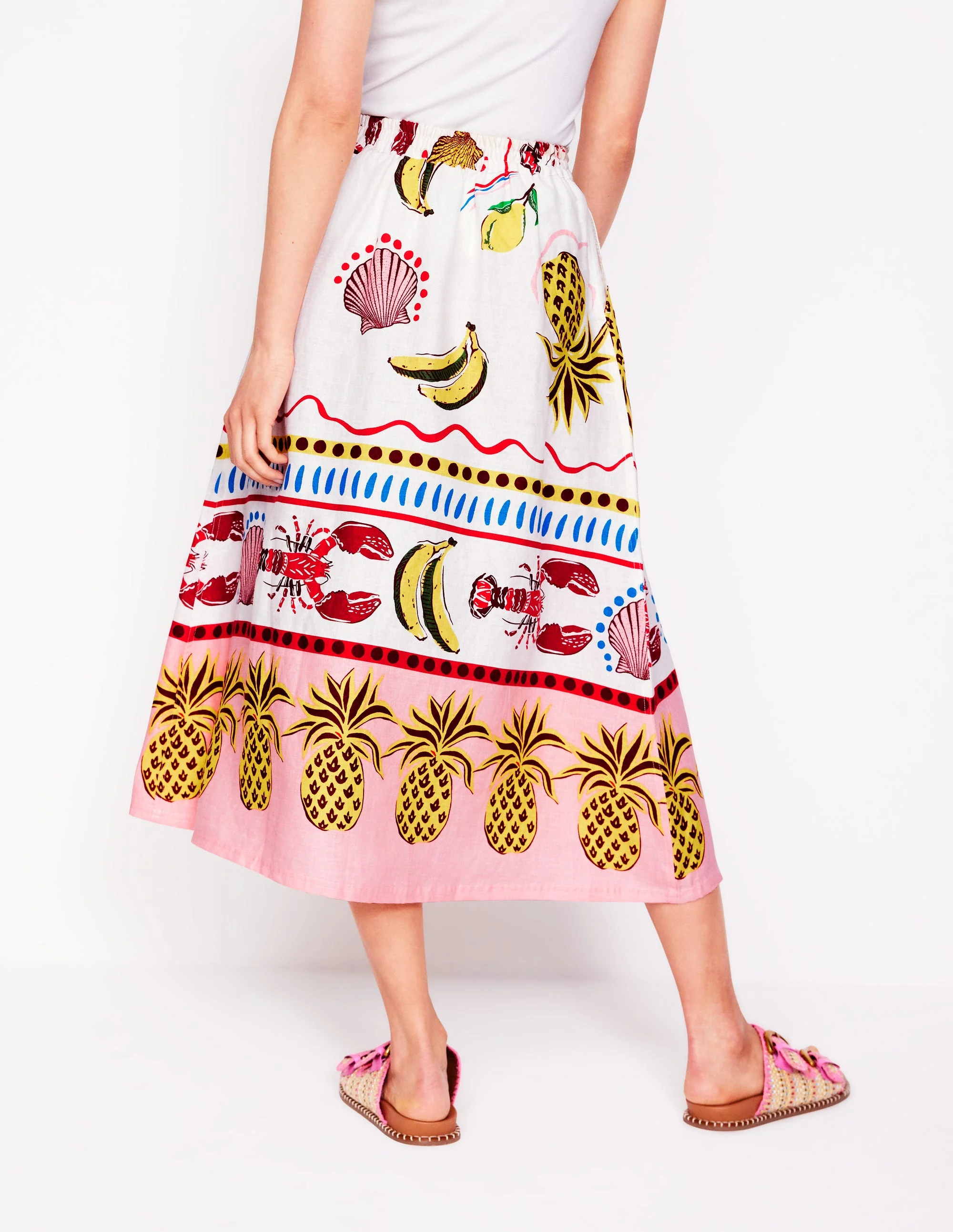 Verity Linen Midi Skirt-Multi, Tropical Bonanza - Image 3