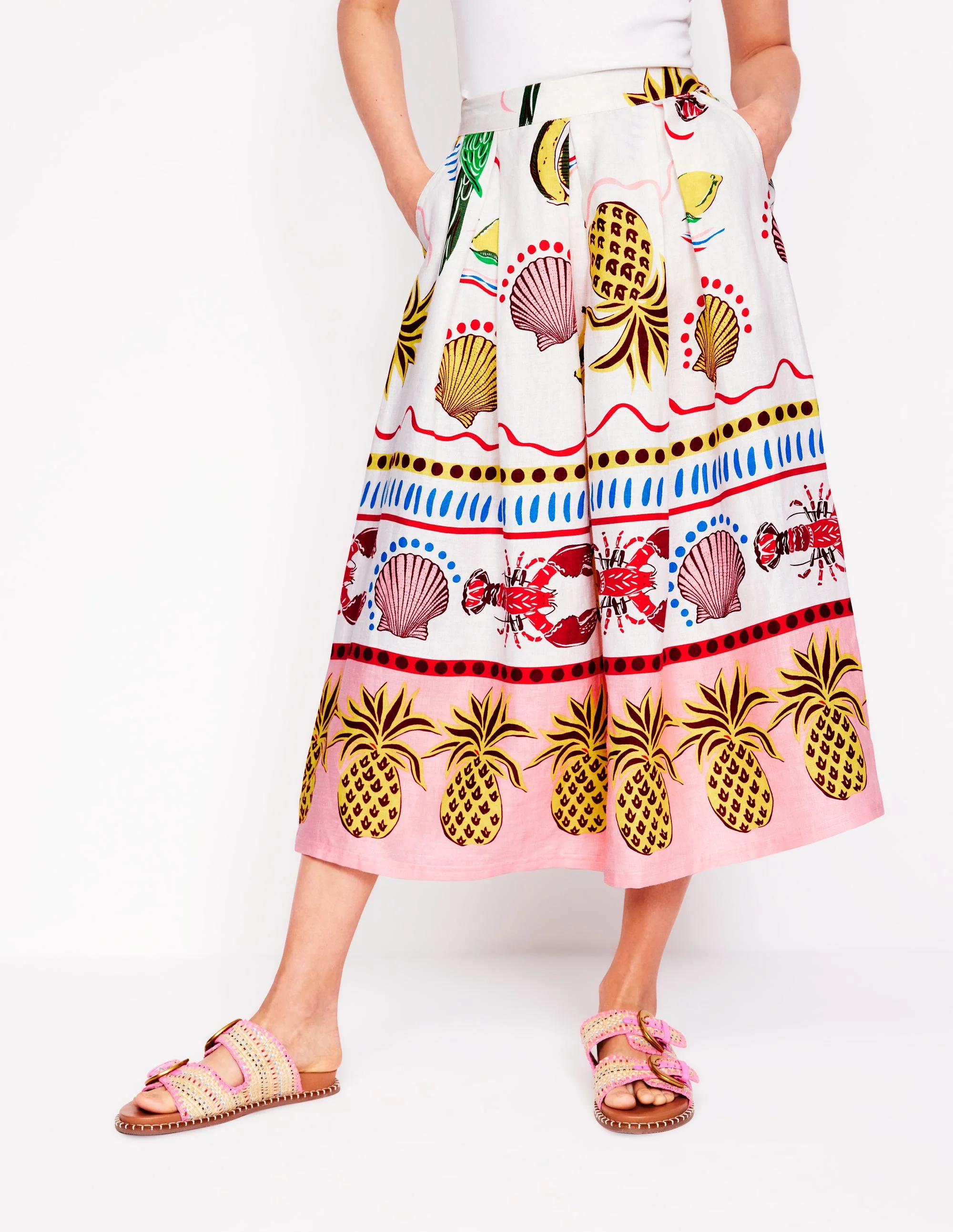 Verity Linen Midi Skirt-Multi, Tropical Bonanza - Image 4