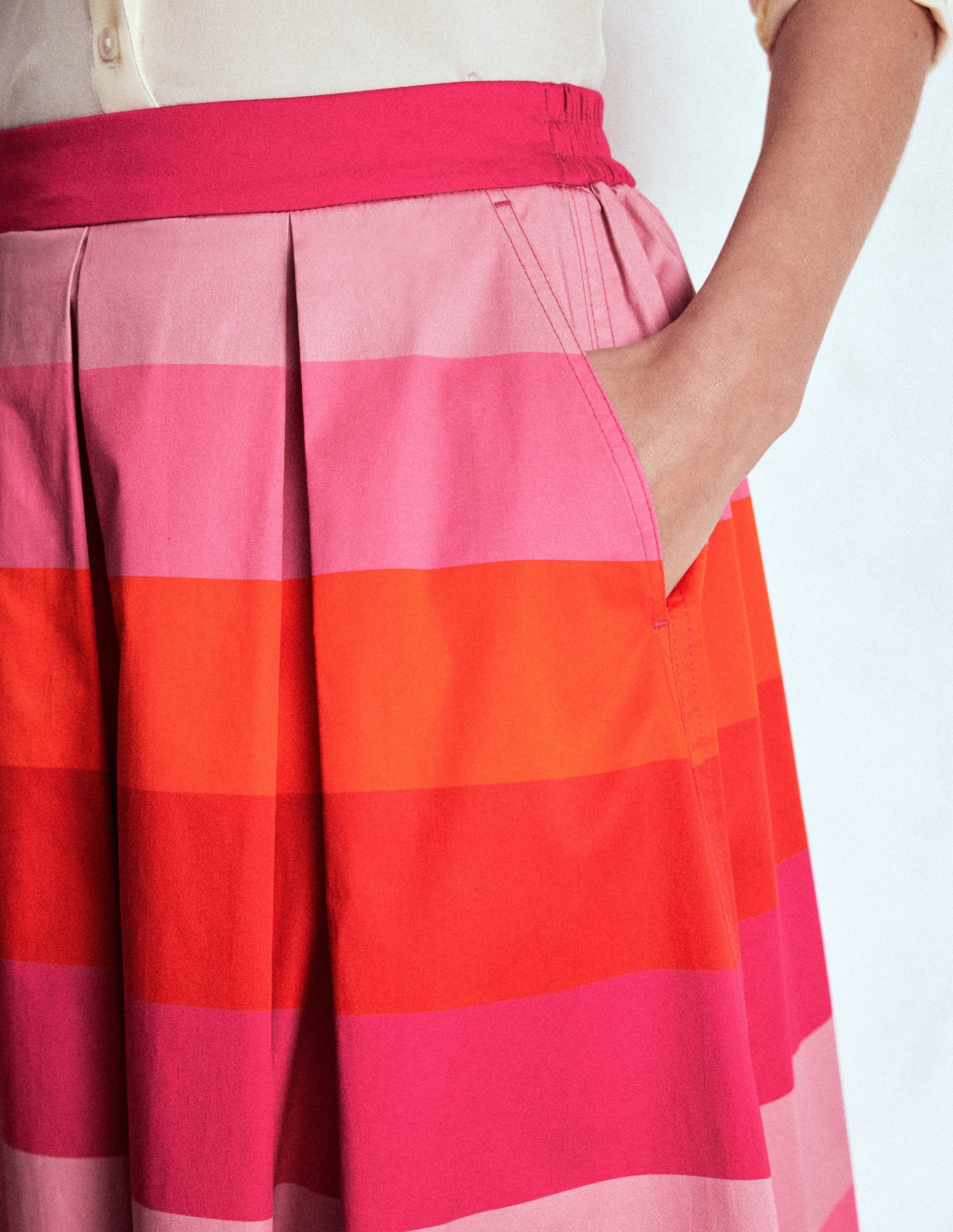 Verity Sateen Skirt-Pink Tonal Multistripe - Image 2