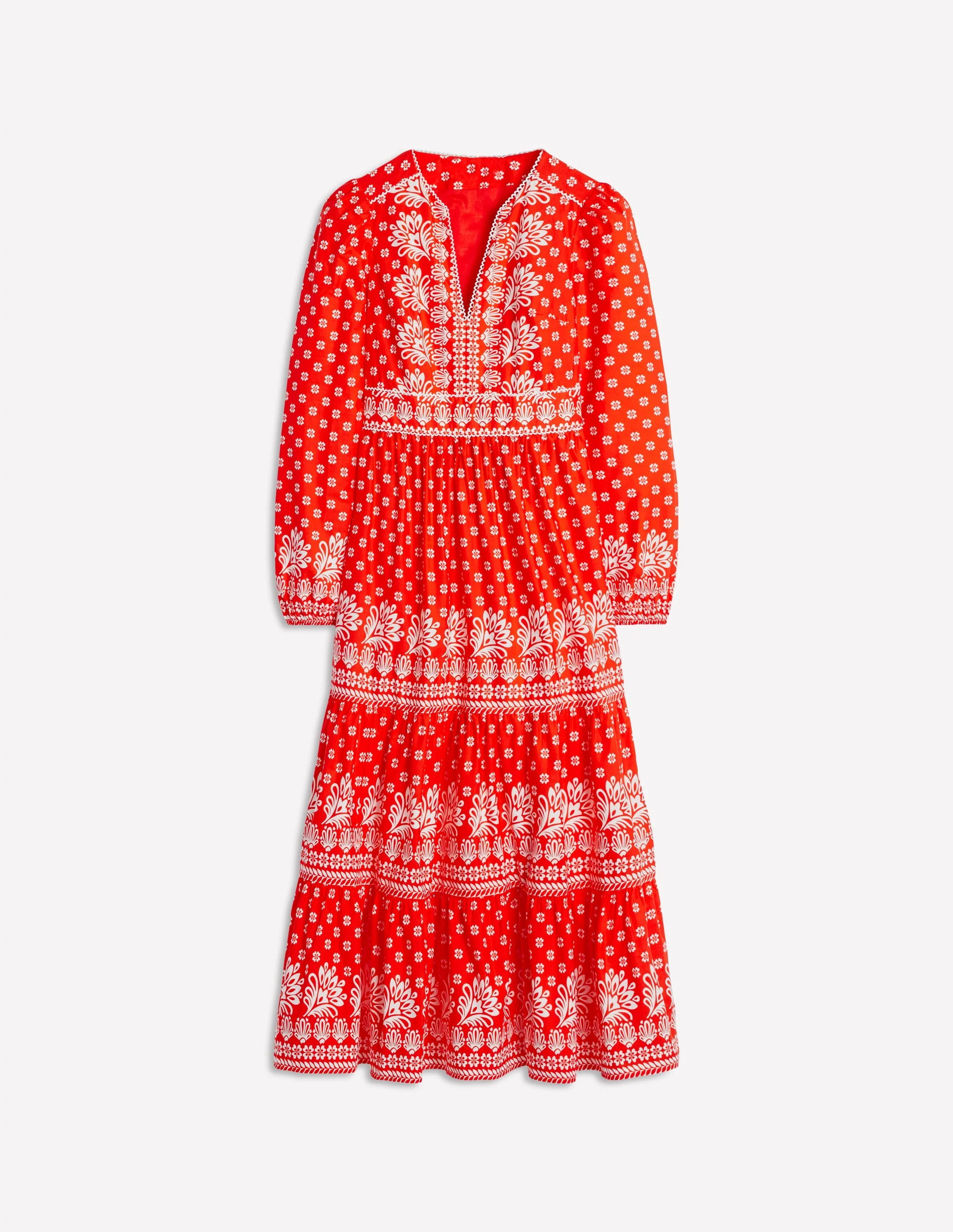 Violet Midi Dress-Firecracker Red, Palm Flora - Image 7