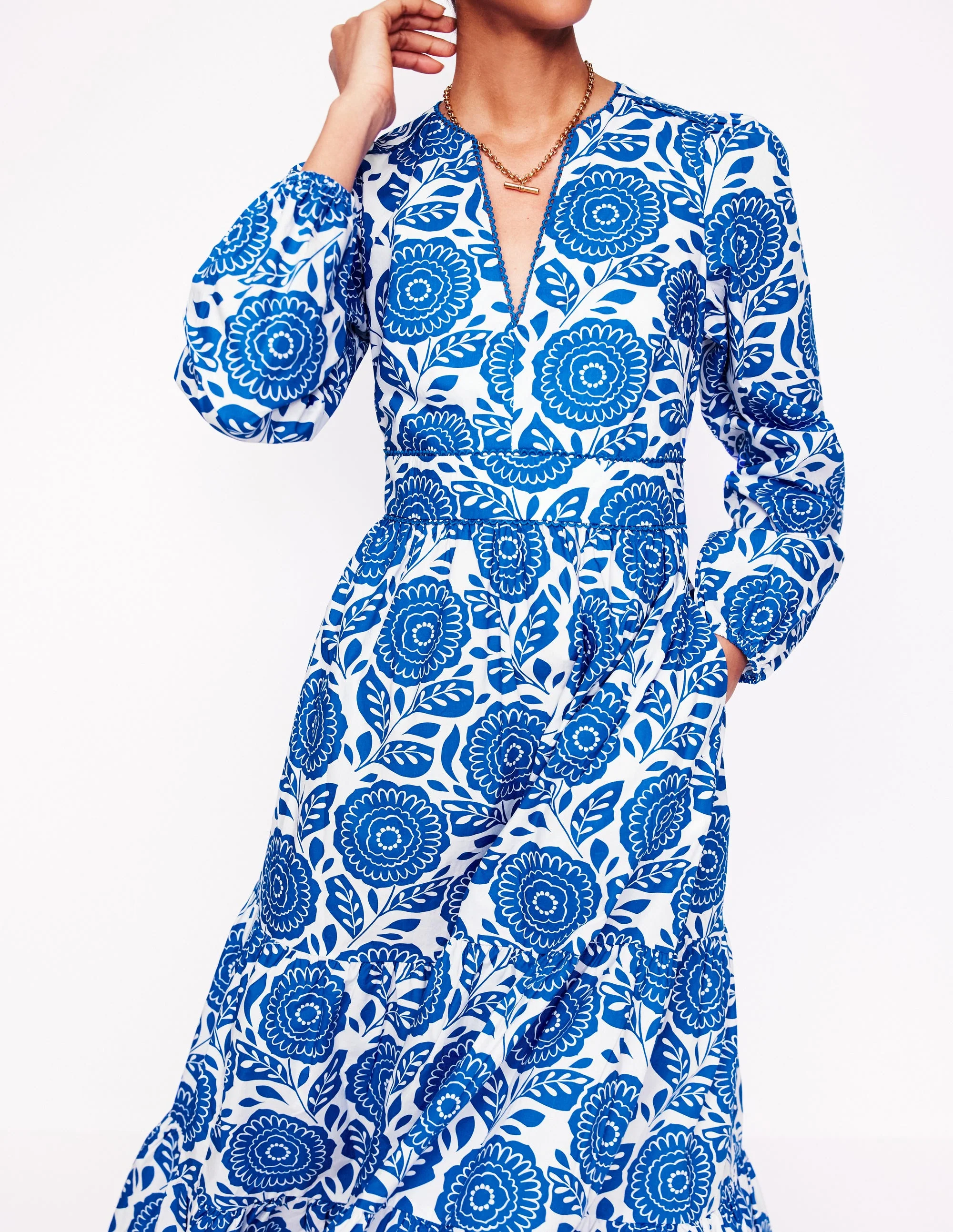 Violet Midi Dress-Gallery Blue, Dahlia Stamp - Image 2