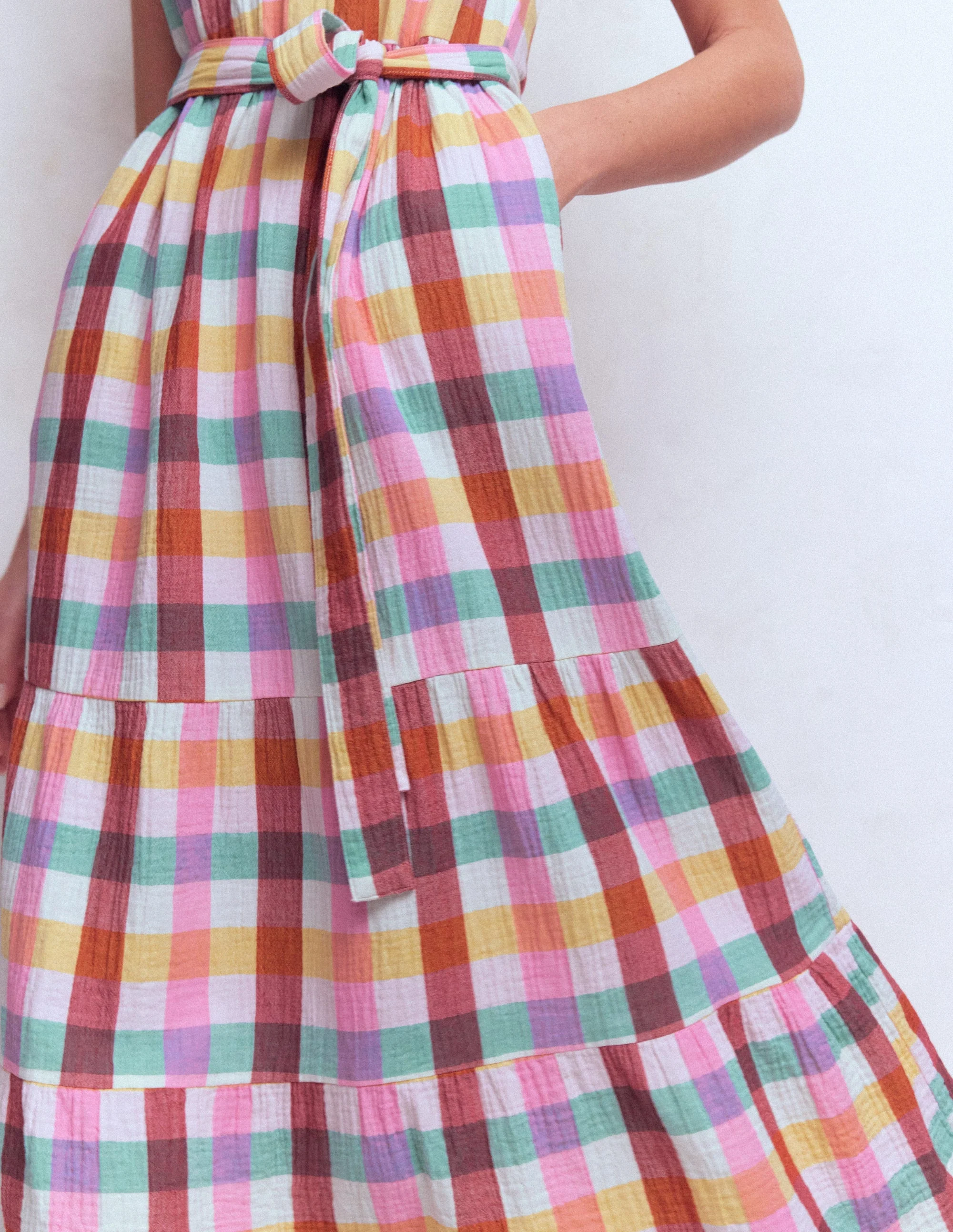 Viv Double Cloth Maxi Dress-Multi Check - Image 2