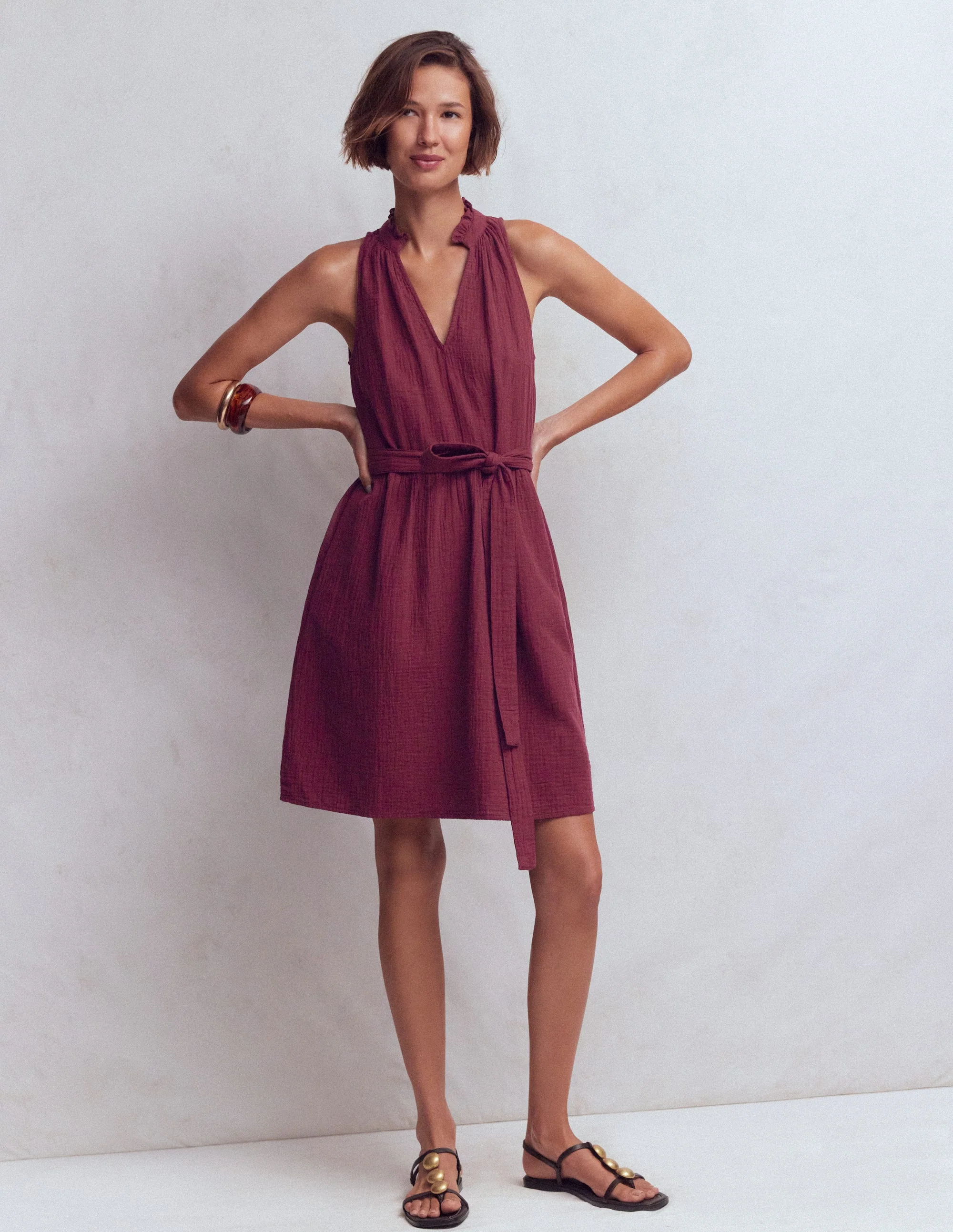 Viv Double Cloth Short Dress-Deep Wisteria - Image 4