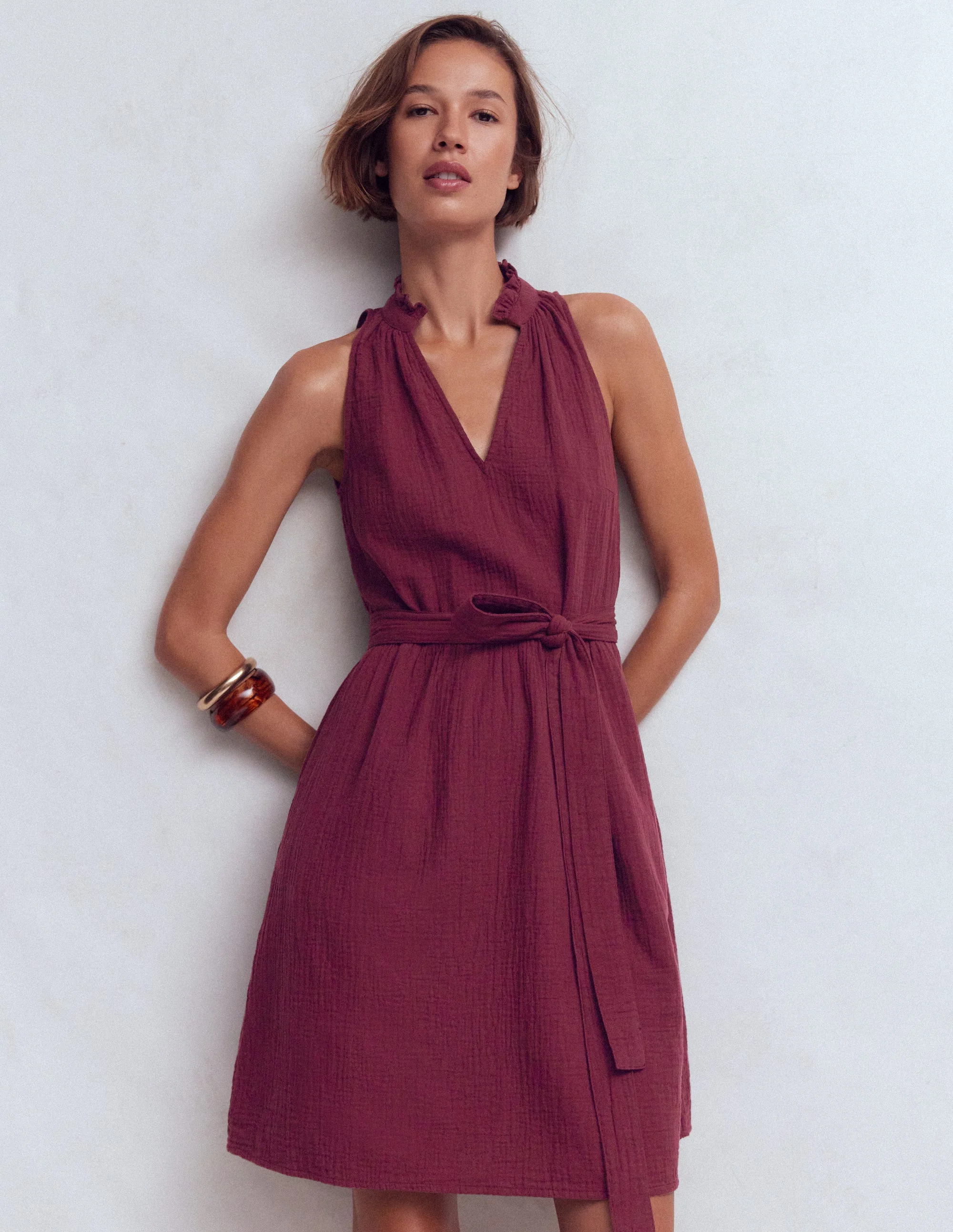 Viv Double Cloth Short Dress-Deep Wisteria - Image 5