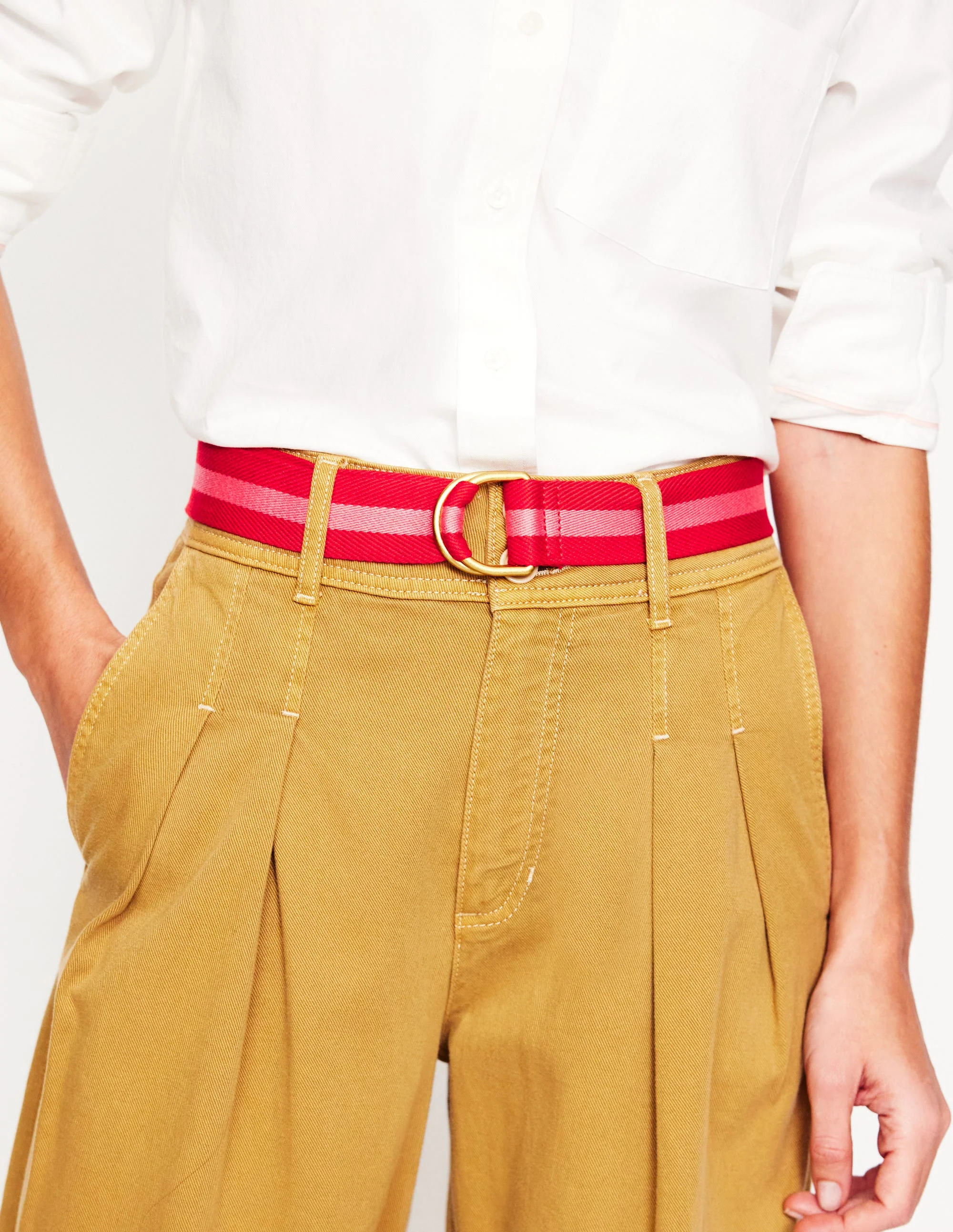Webbing D-Ring Belt-Red and Pink - Image 2