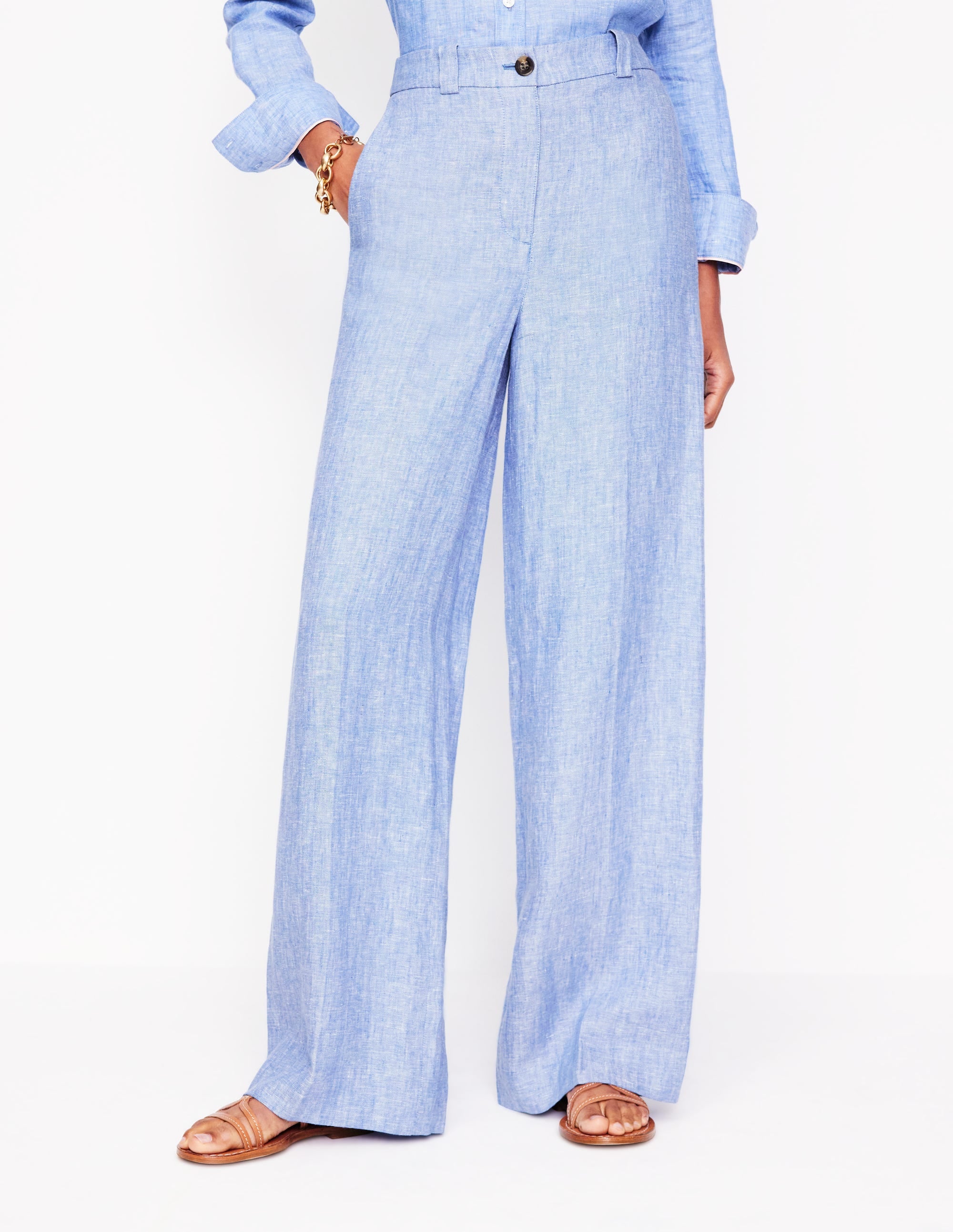 Westbourne Linen Pants-Grey Blue Chambray - Image 5