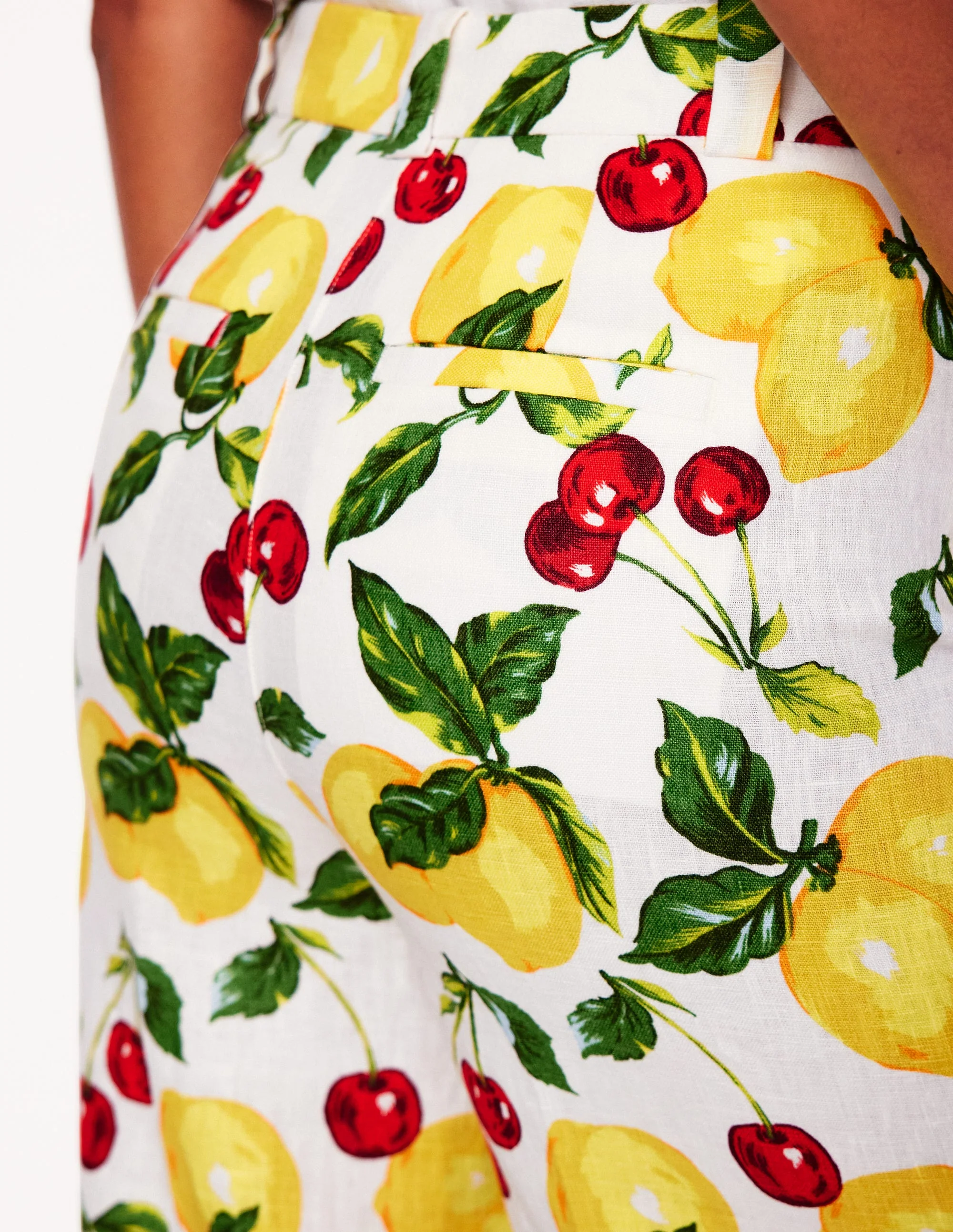 Westbourne Linen Pants-Ivory, Cherries and Lemons - Image 3