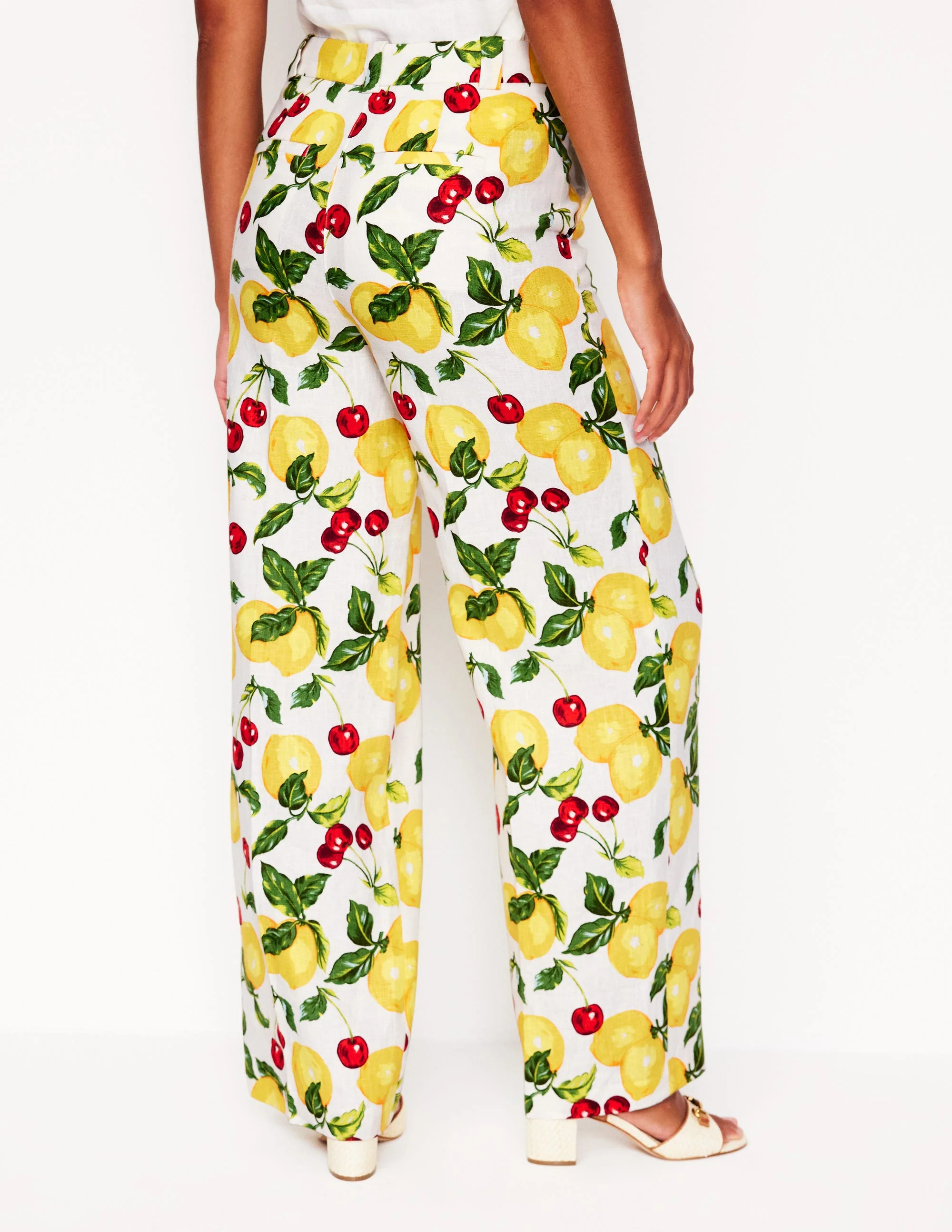 Westbourne Linen Pants-Ivory, Cherries and Lemons - Image 5