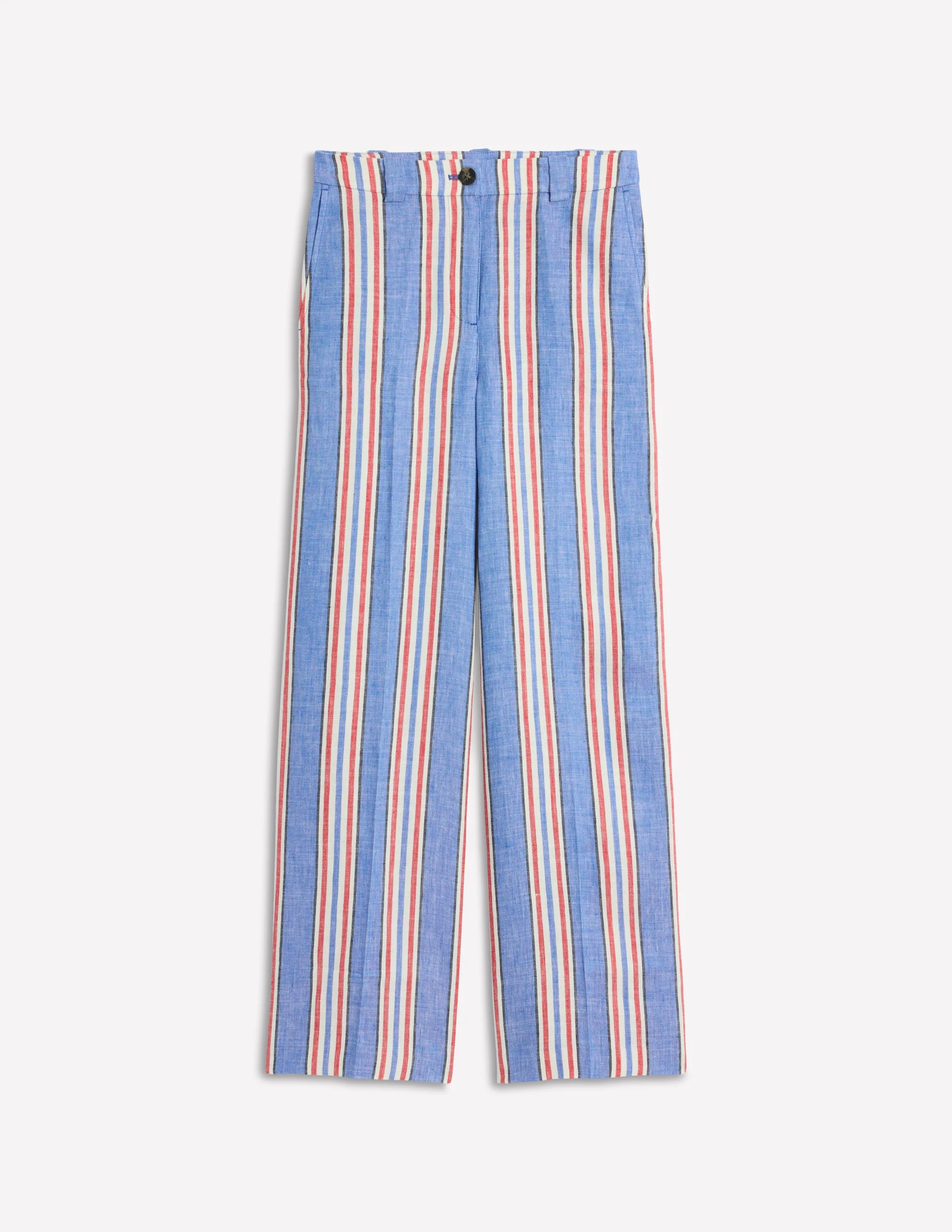 Westbourne Linen Pants-Peacock Blue, Red Stripe - Image 6