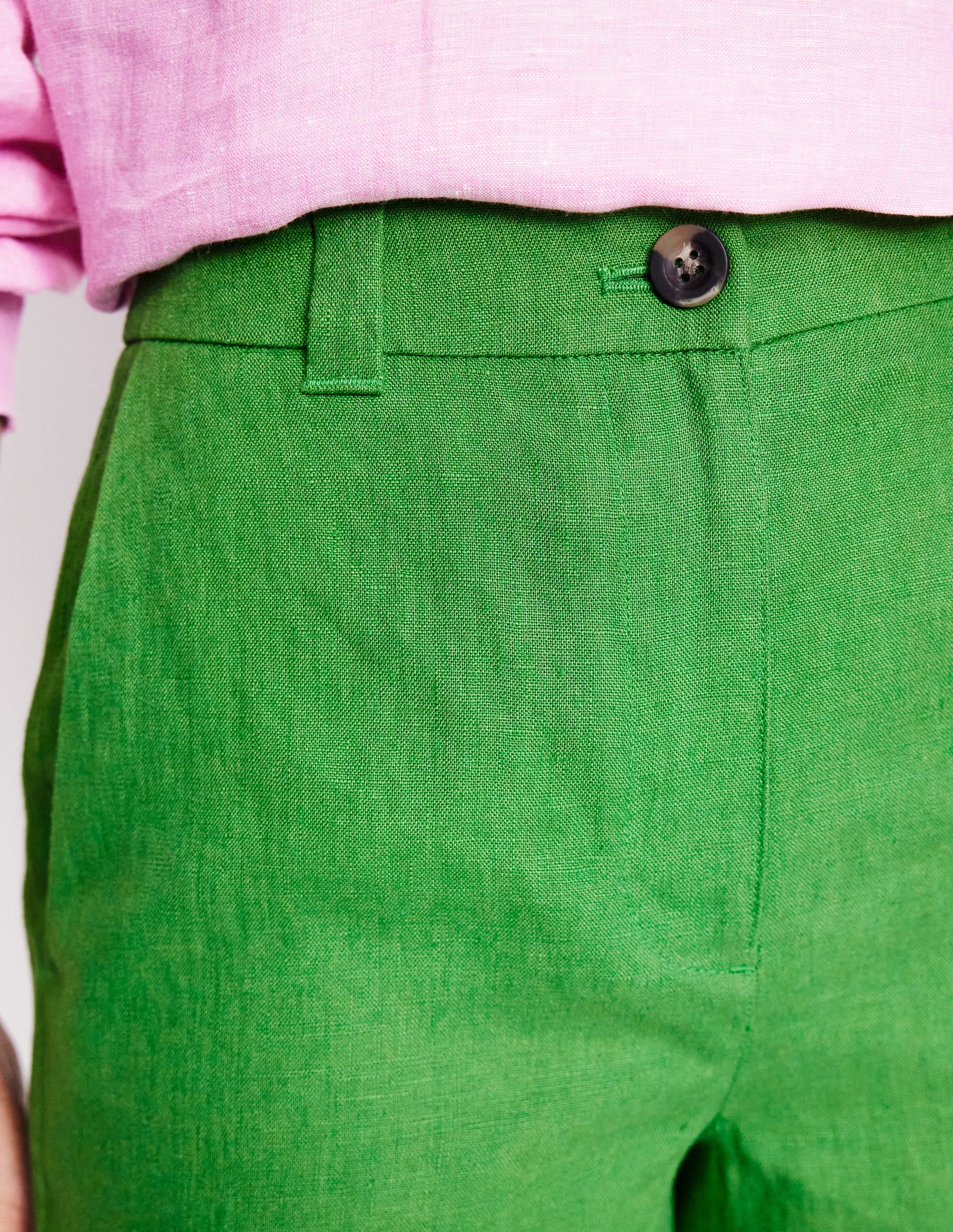 Westbourne Linen Shorts-Paradise Green - Image 2