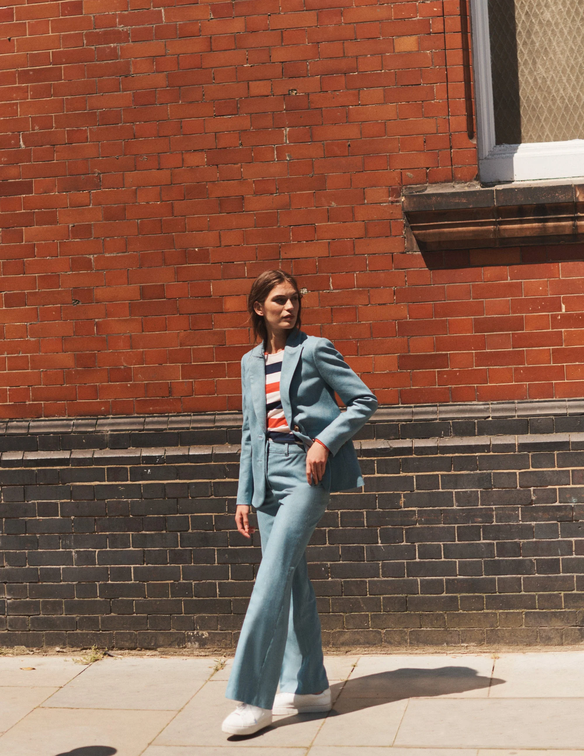 Westbourne Wool Pants-Blue Herringbone - Image 5