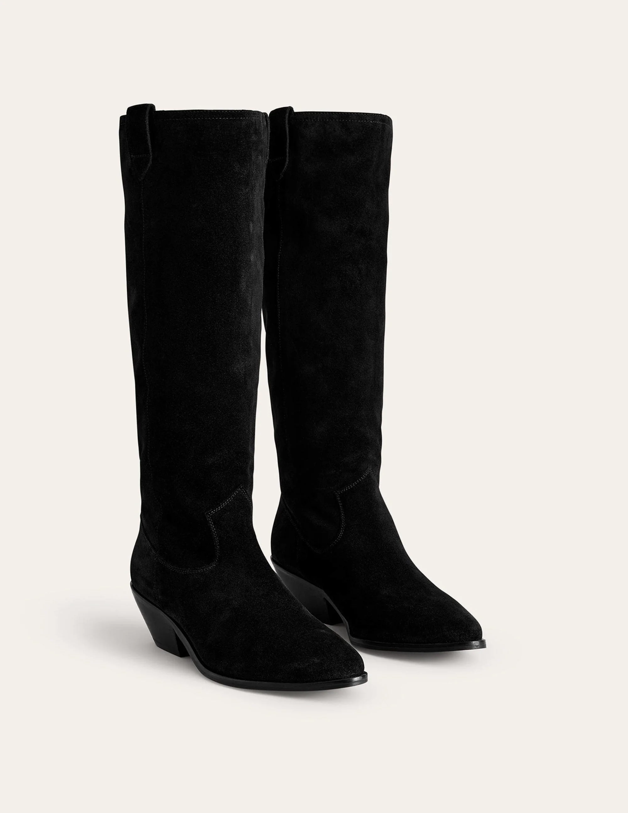 Western Knee High Boots-Black Suede - Image 3