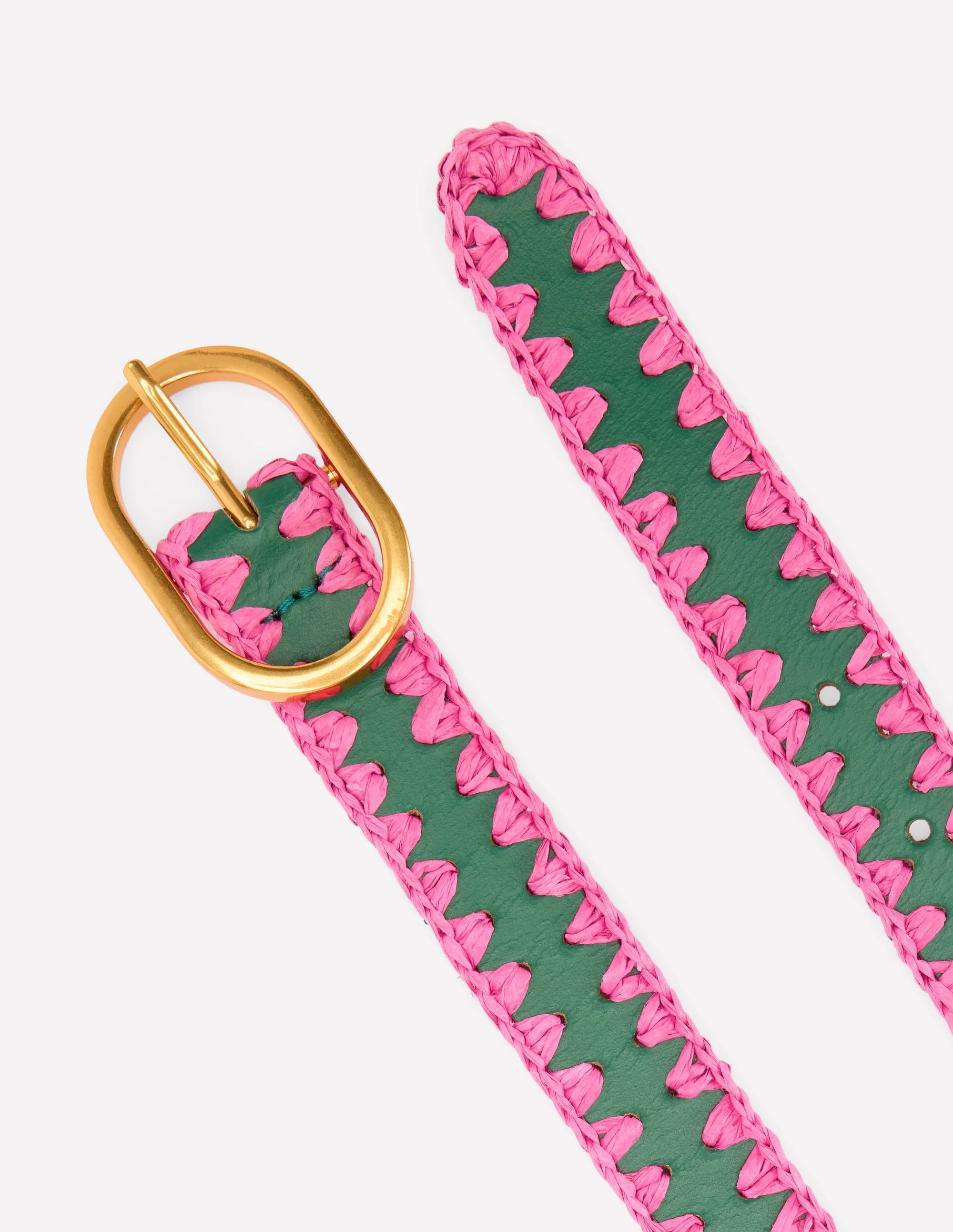 Whipstitch Classic Belt-Green/Sorbet Pink - Image 3