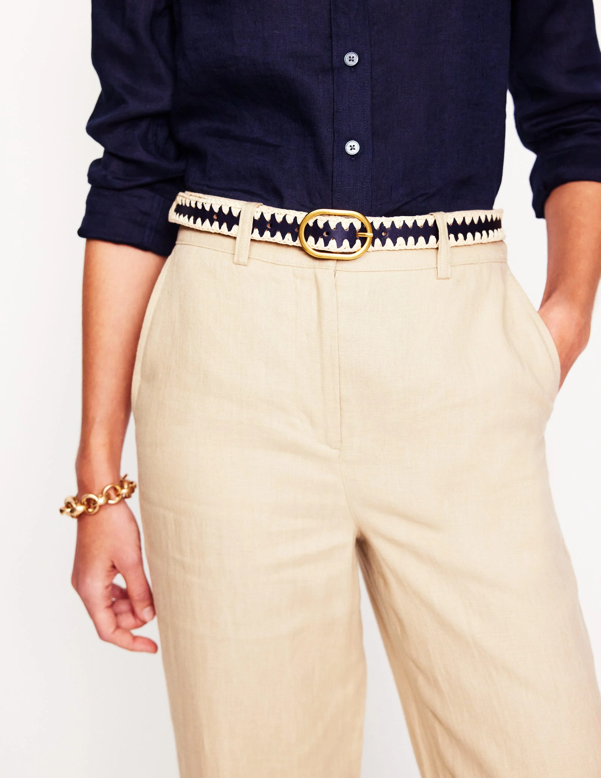 Whipstitch Classic Belt-Navy/Ivory - Image 2