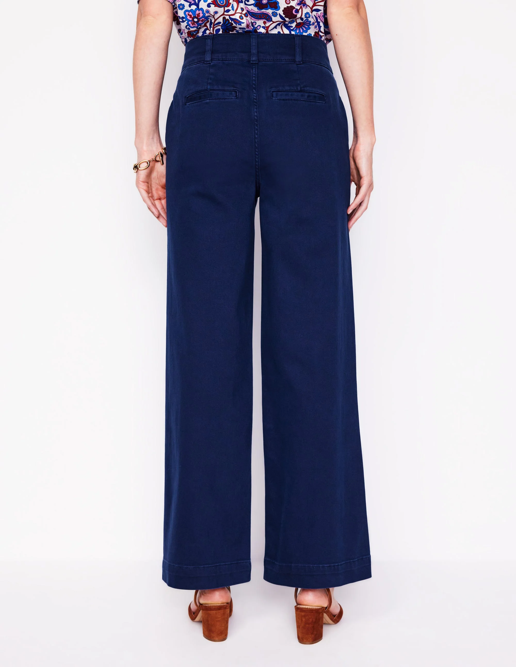 Wide Leg Cargo Pants-Navy - Image 3