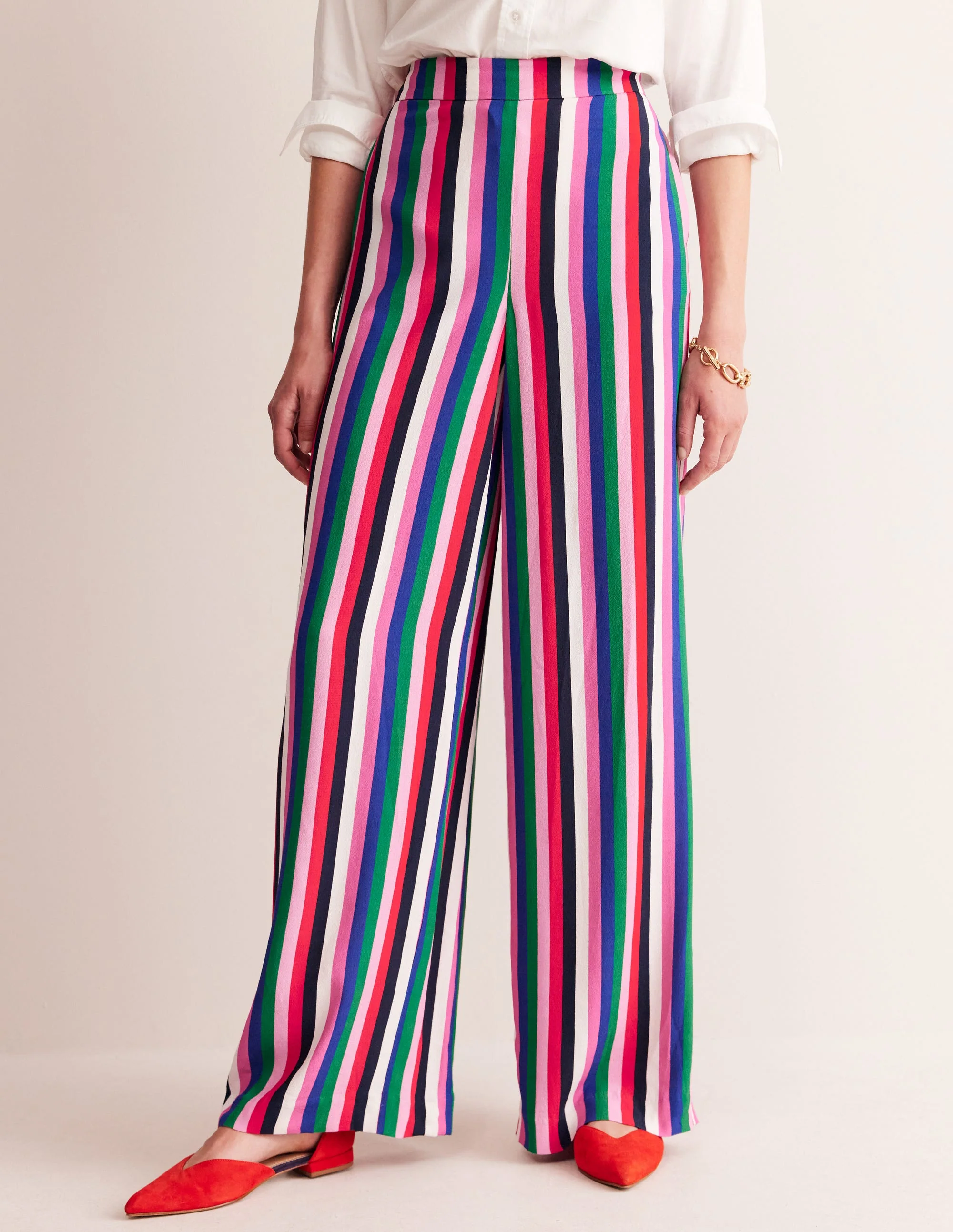 Wide Leg Pull-on Pants-Rainbow Stripe - Image 4