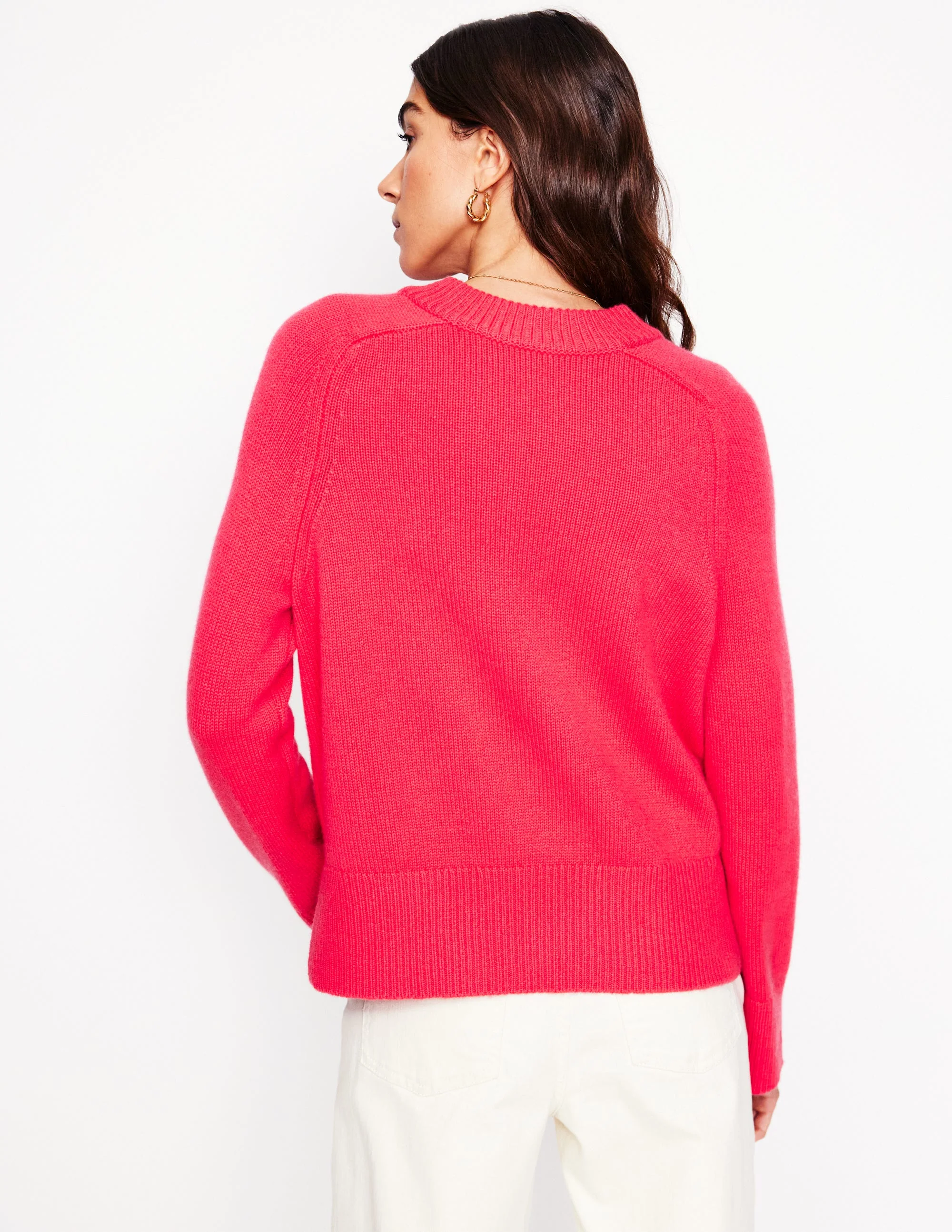 Wide Sleeve Cashmere Sweater-Camelia Pink - Image 3
