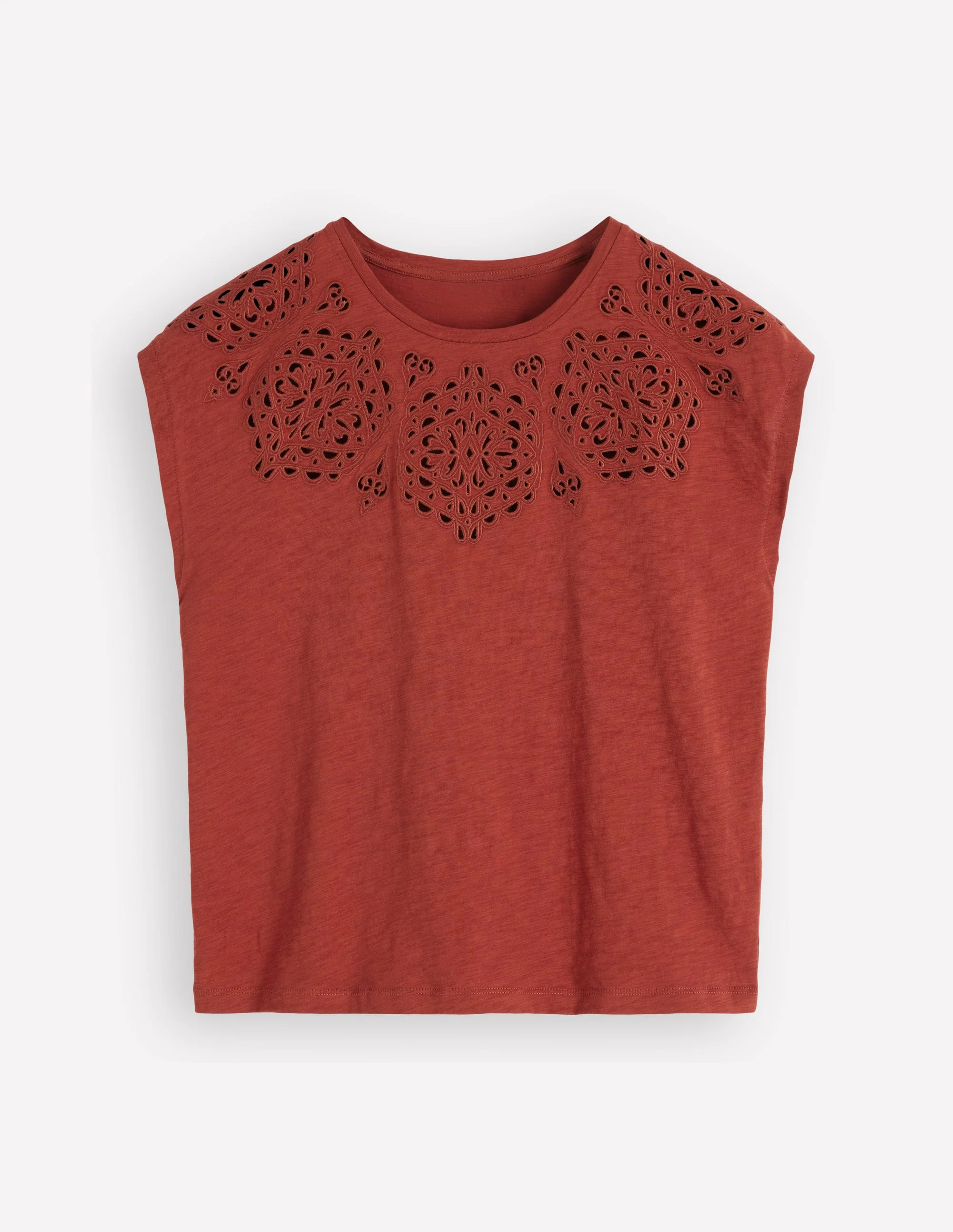 Willow Broderie T-shirt-Burnt Orange - Image 5