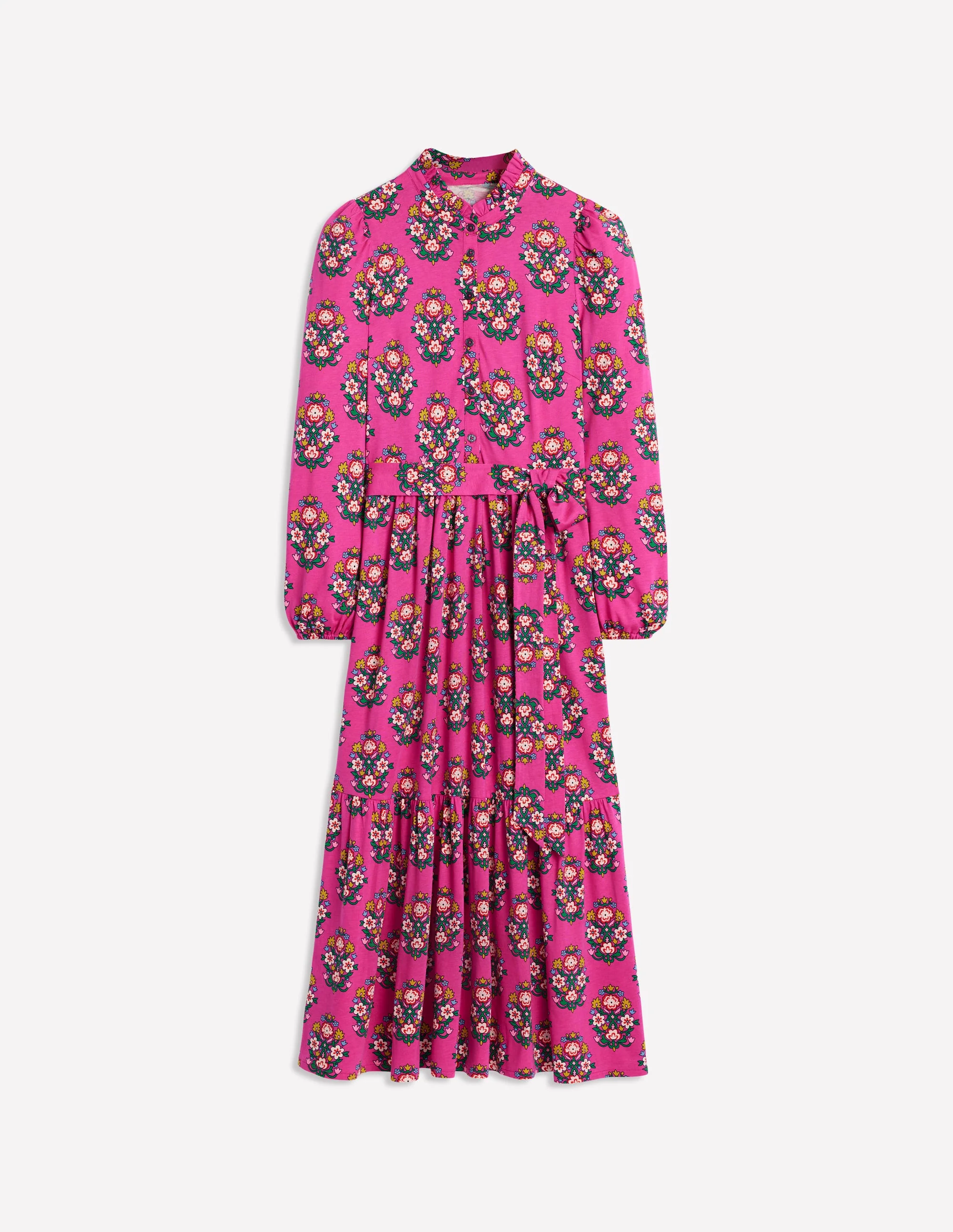 Willow Tiered Jersey Dress-Cosmos Pink, Wildflower Stamp - Image 8