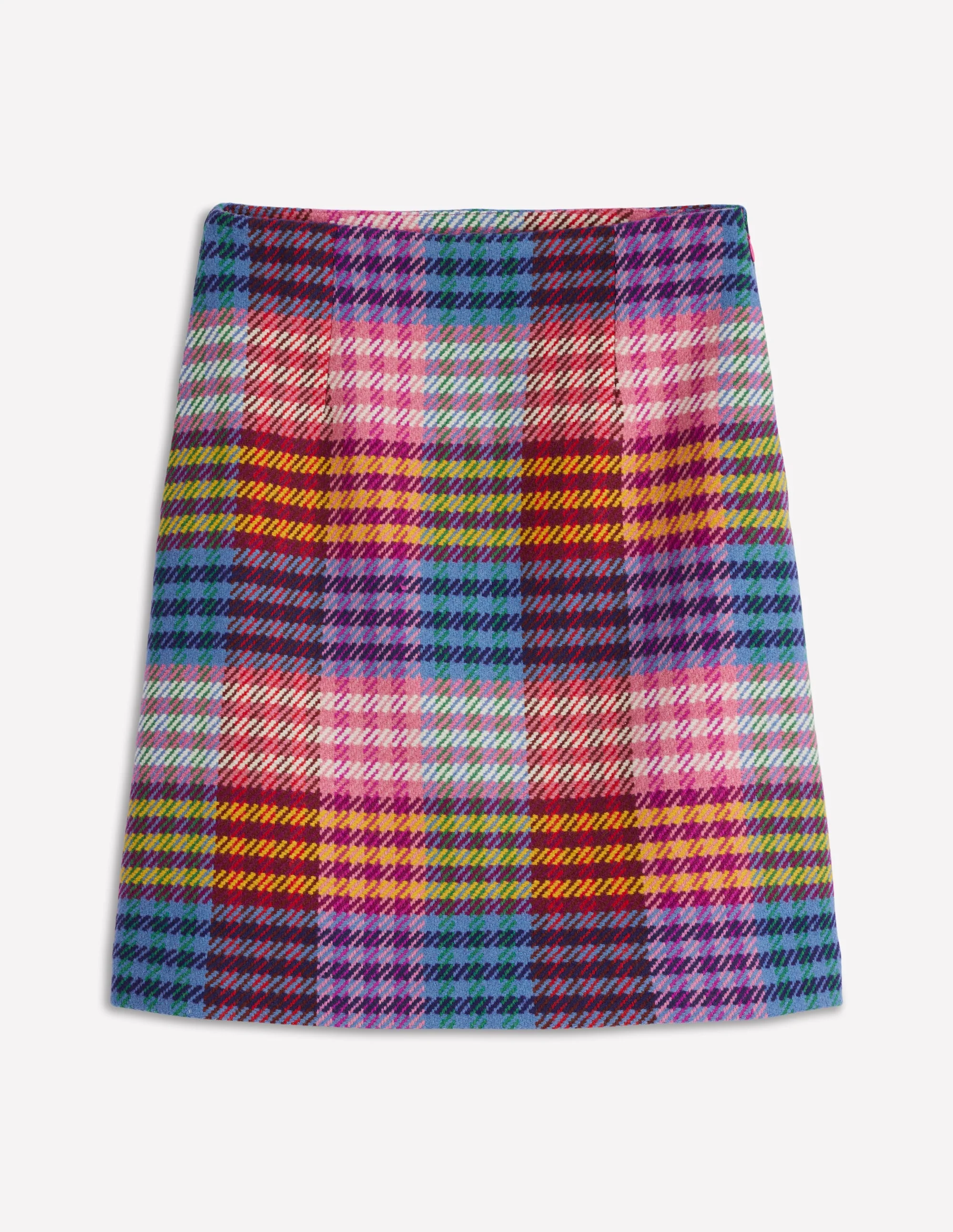 Wool A Line Skirt-Rainbow Blanket MultiGingham - Image 8