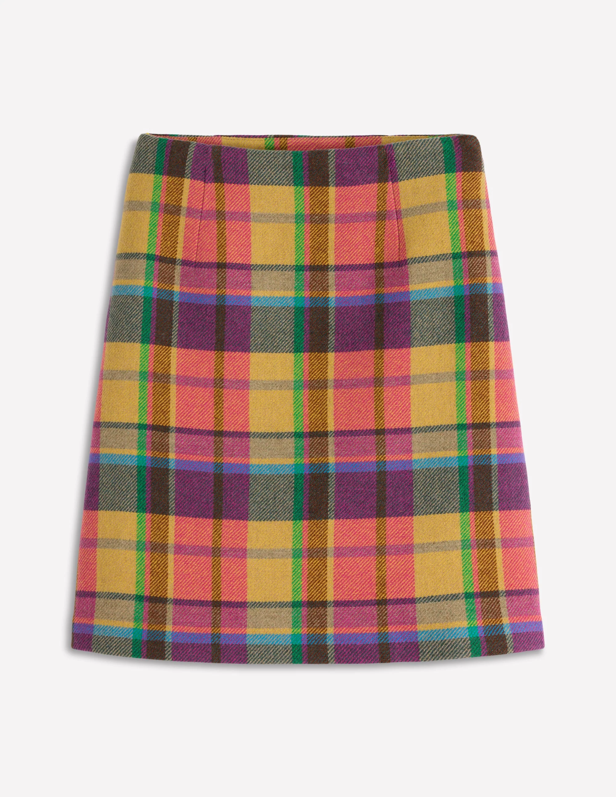 Wool A Line Skirt-Yellow, Pink and Green Check - Image 7