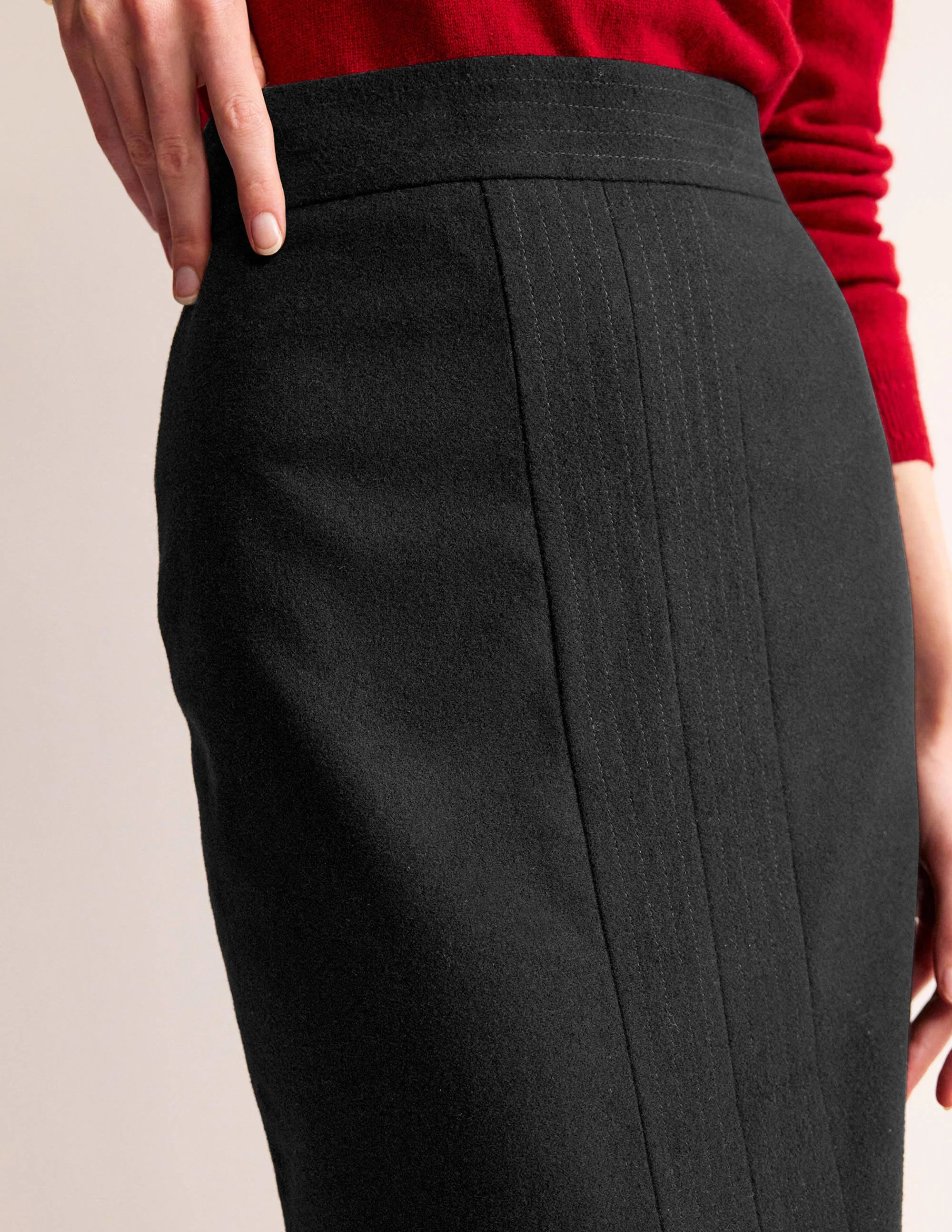Wool Pencil Skirt-Black - Image 2