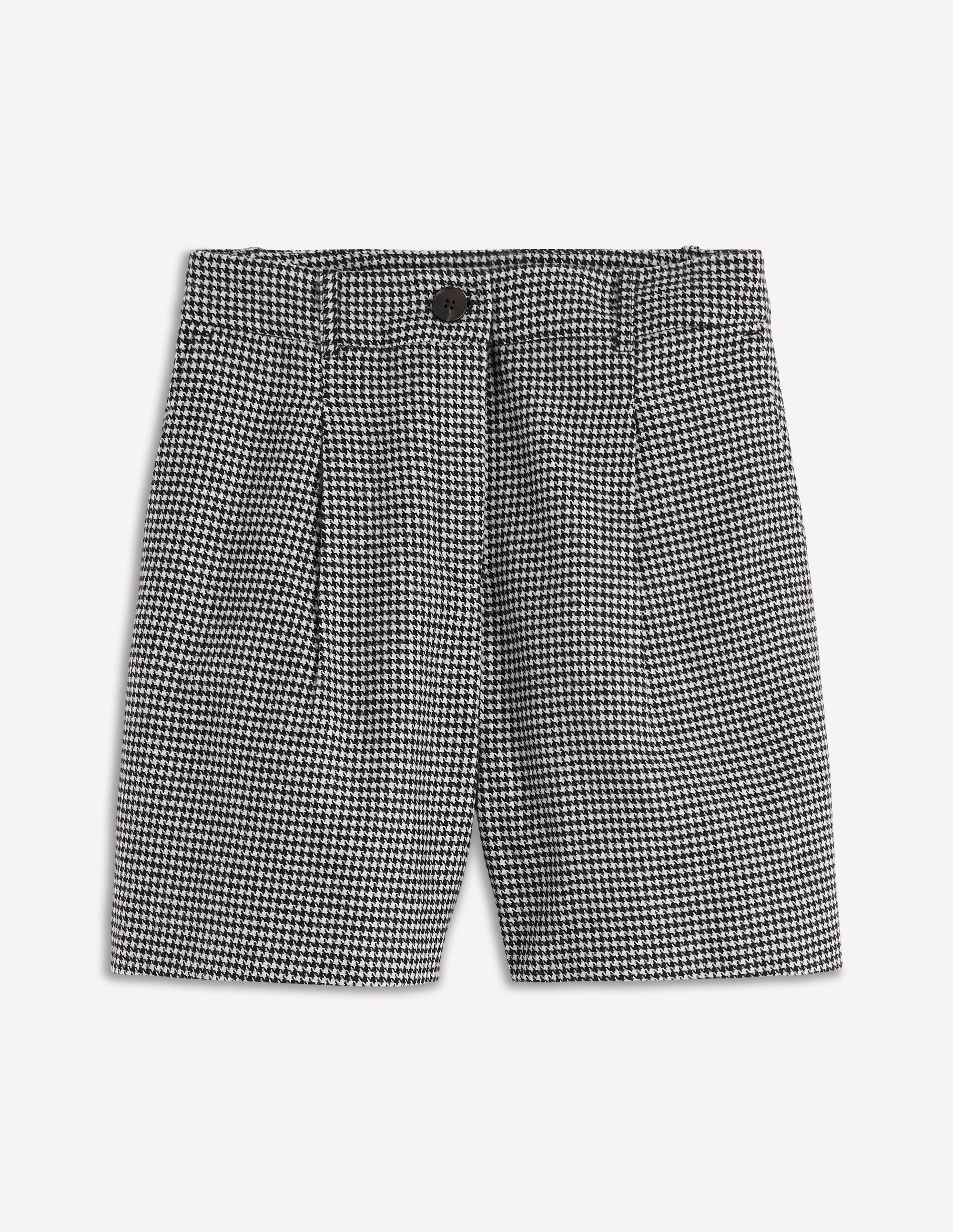 Wool Tailored Shorts-Black and Ivory Puppytooth - Image 7