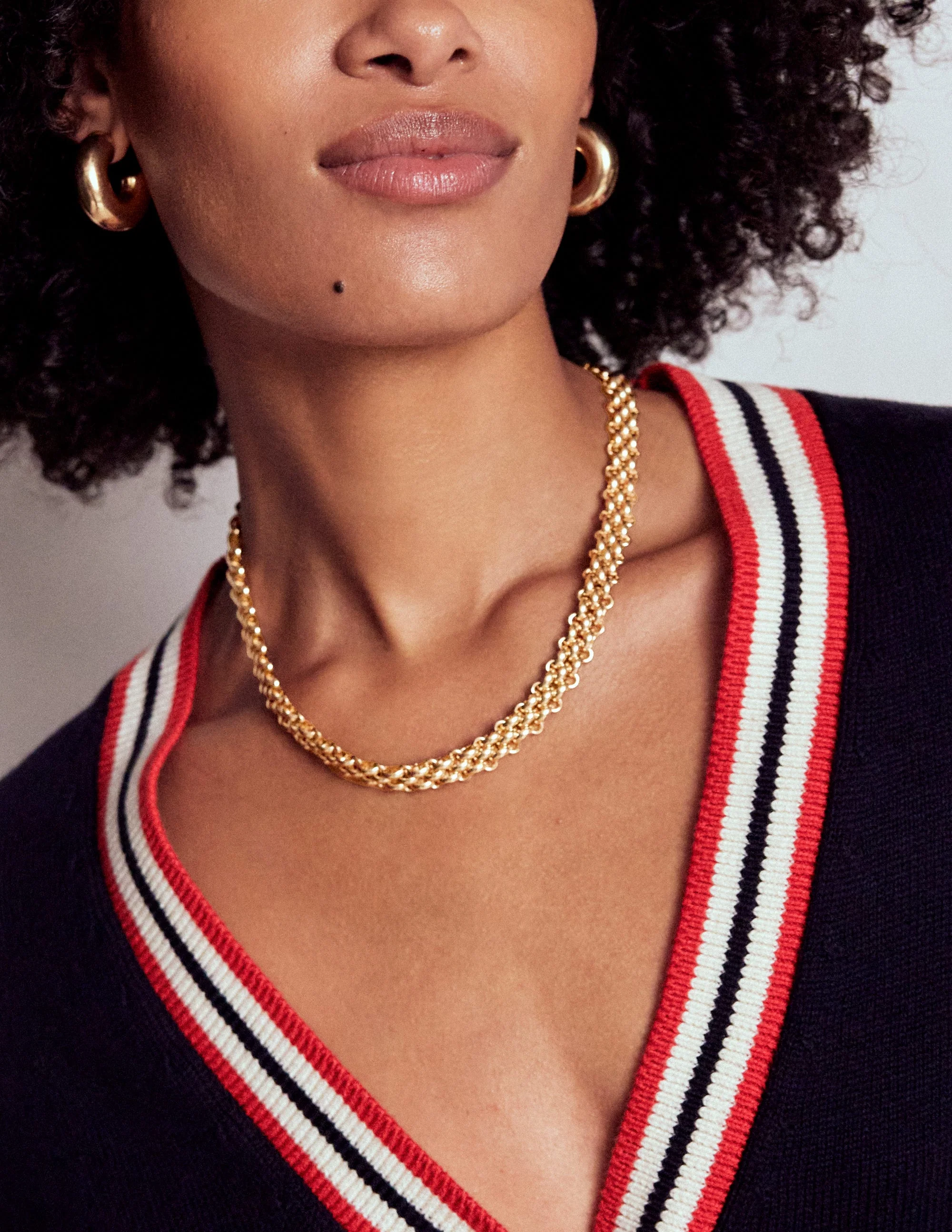 Woven Chain Necklace-Gold Colour - Image 2