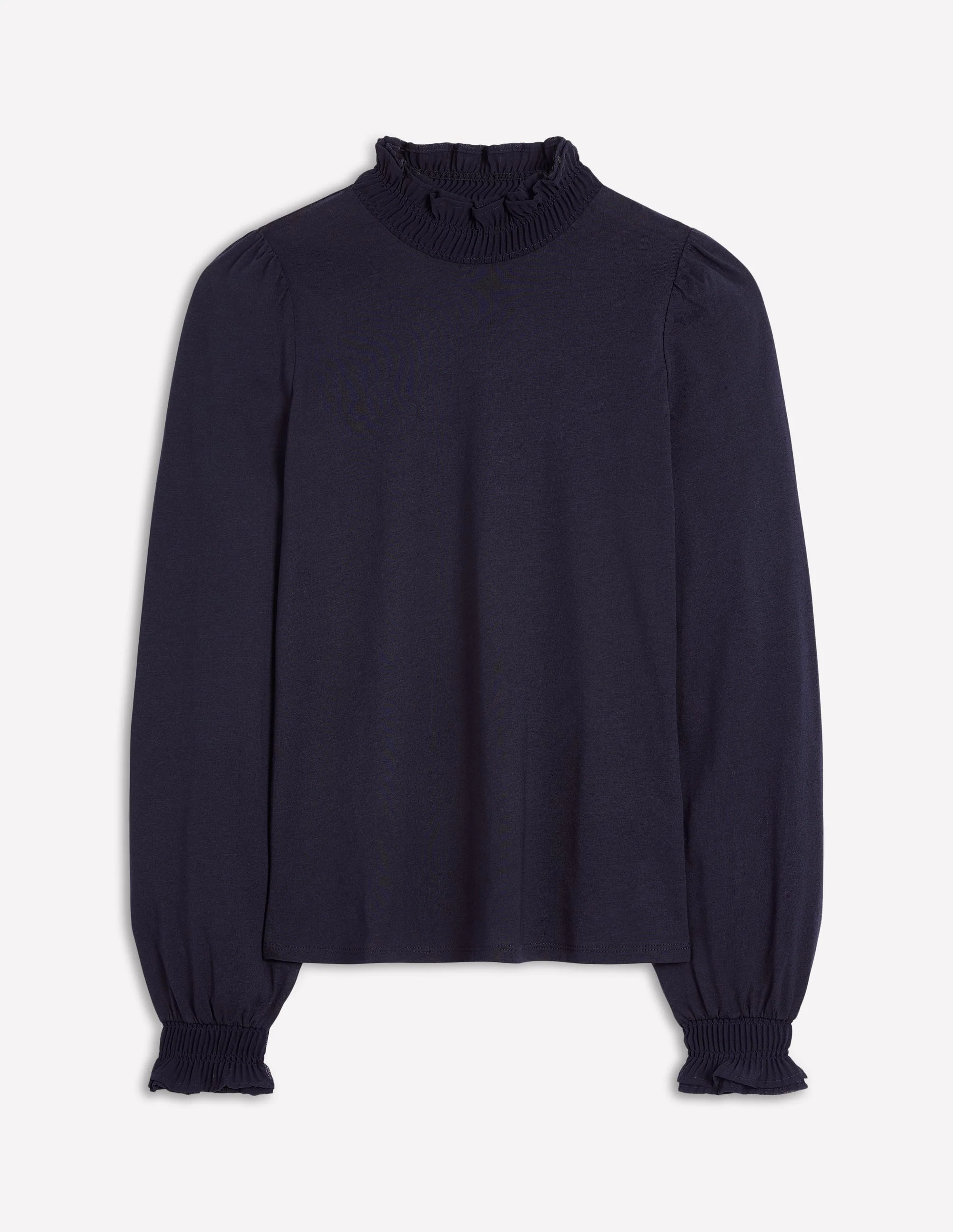 Woven Frill Supersoft Top-Navy - Image 5