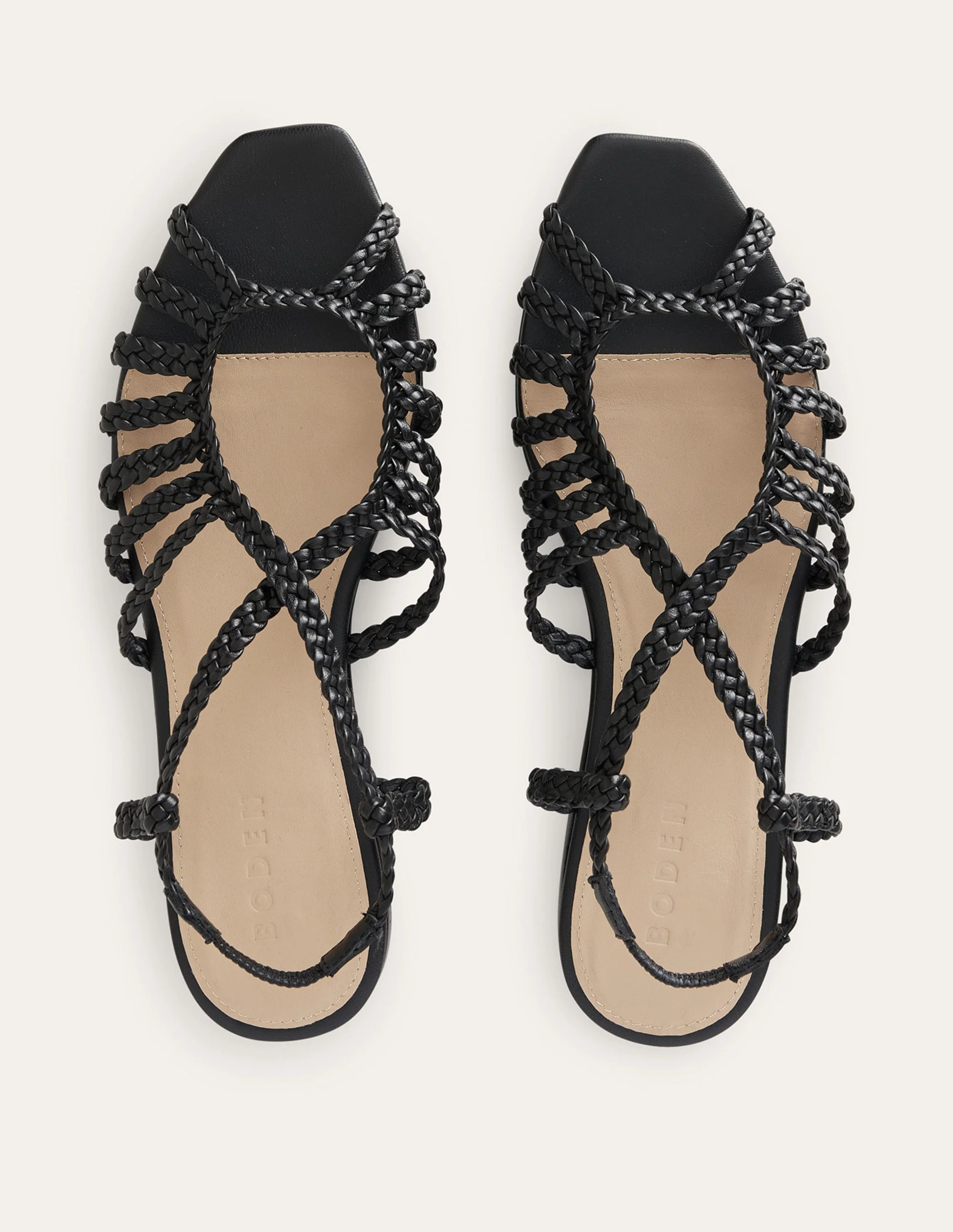 Woven Multistrap Flat Sandals-Black - Image 5