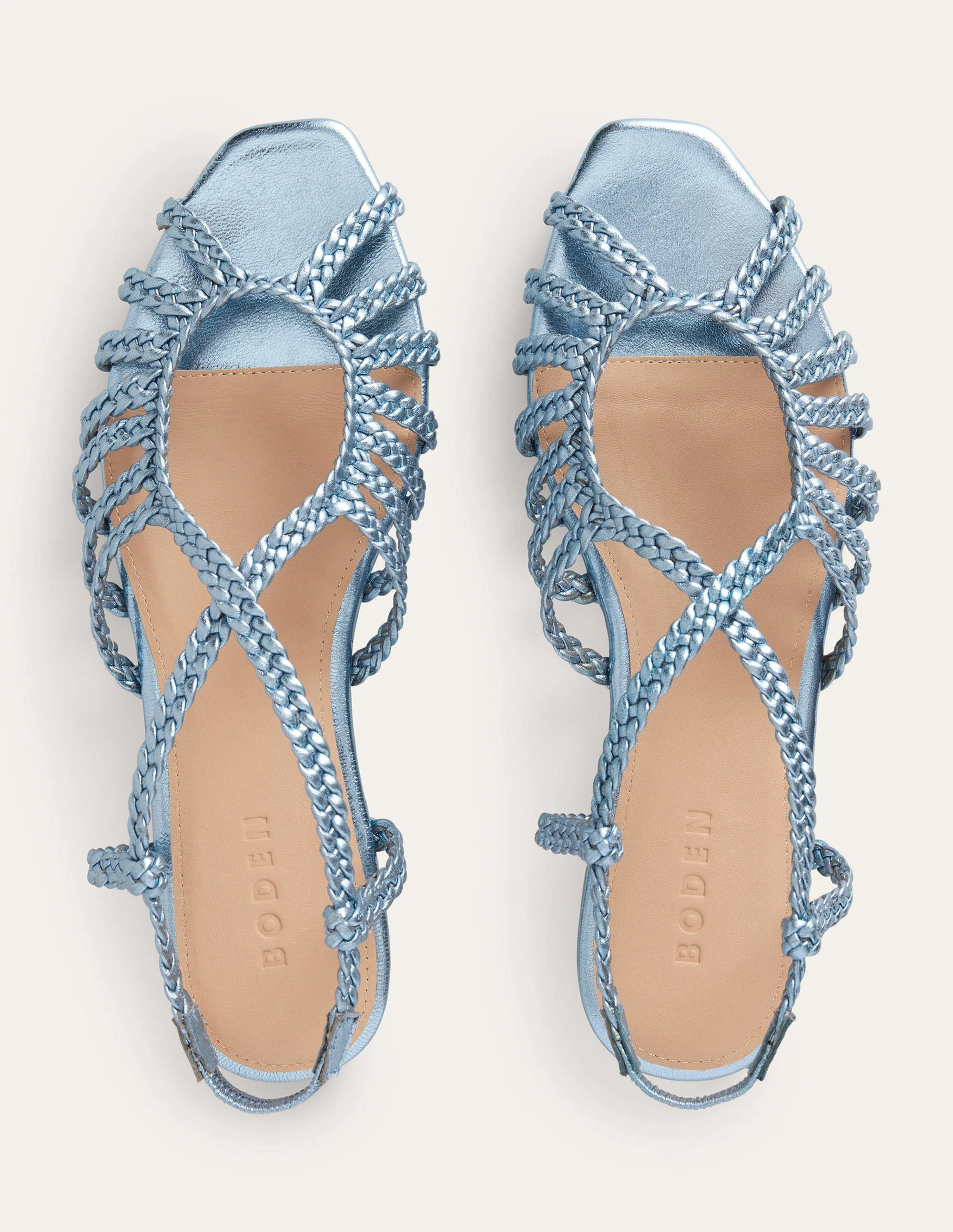 Woven Multistrap Flat Sandals-Metallic Blue - Image 5