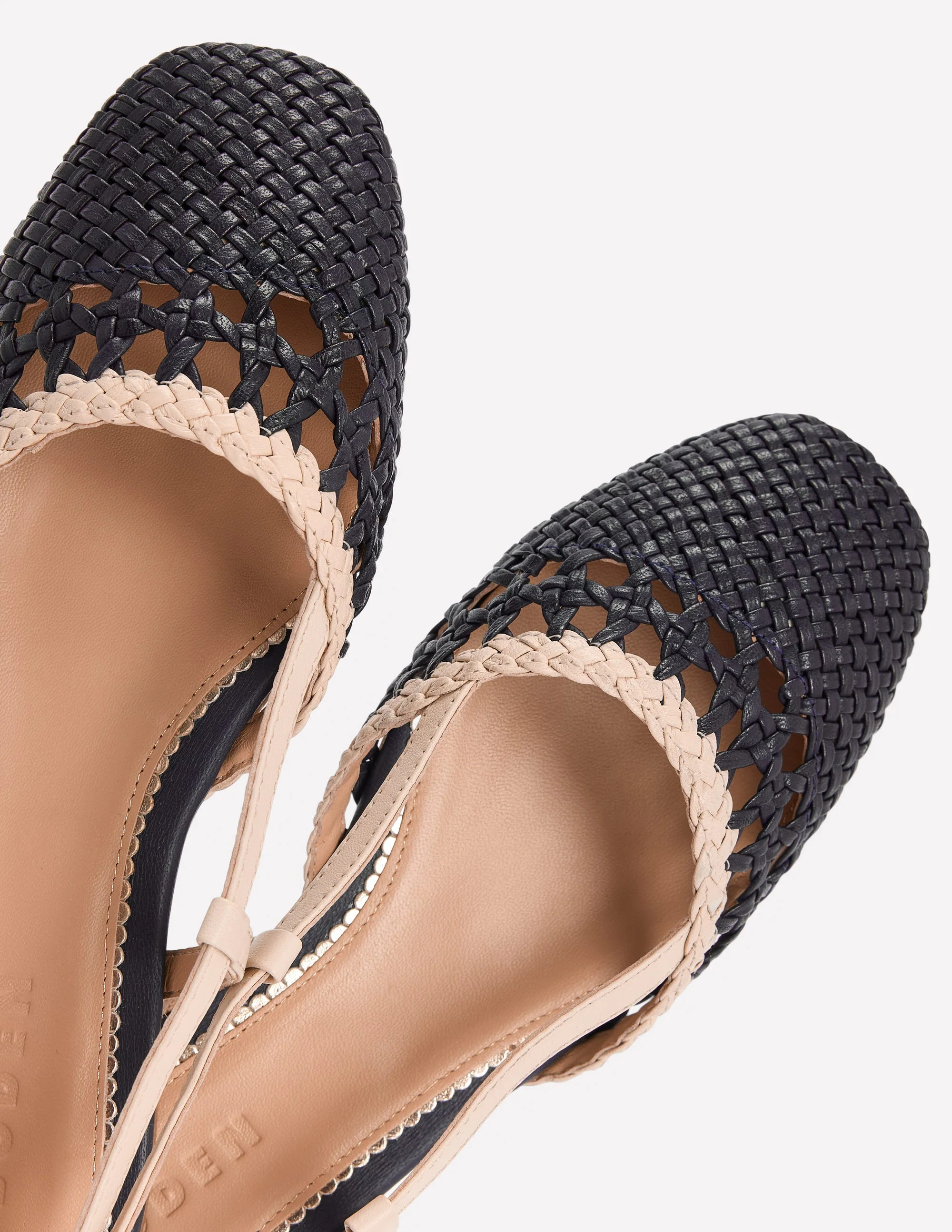 Woven Slingback Flats-Navy/Ivory - Image 4