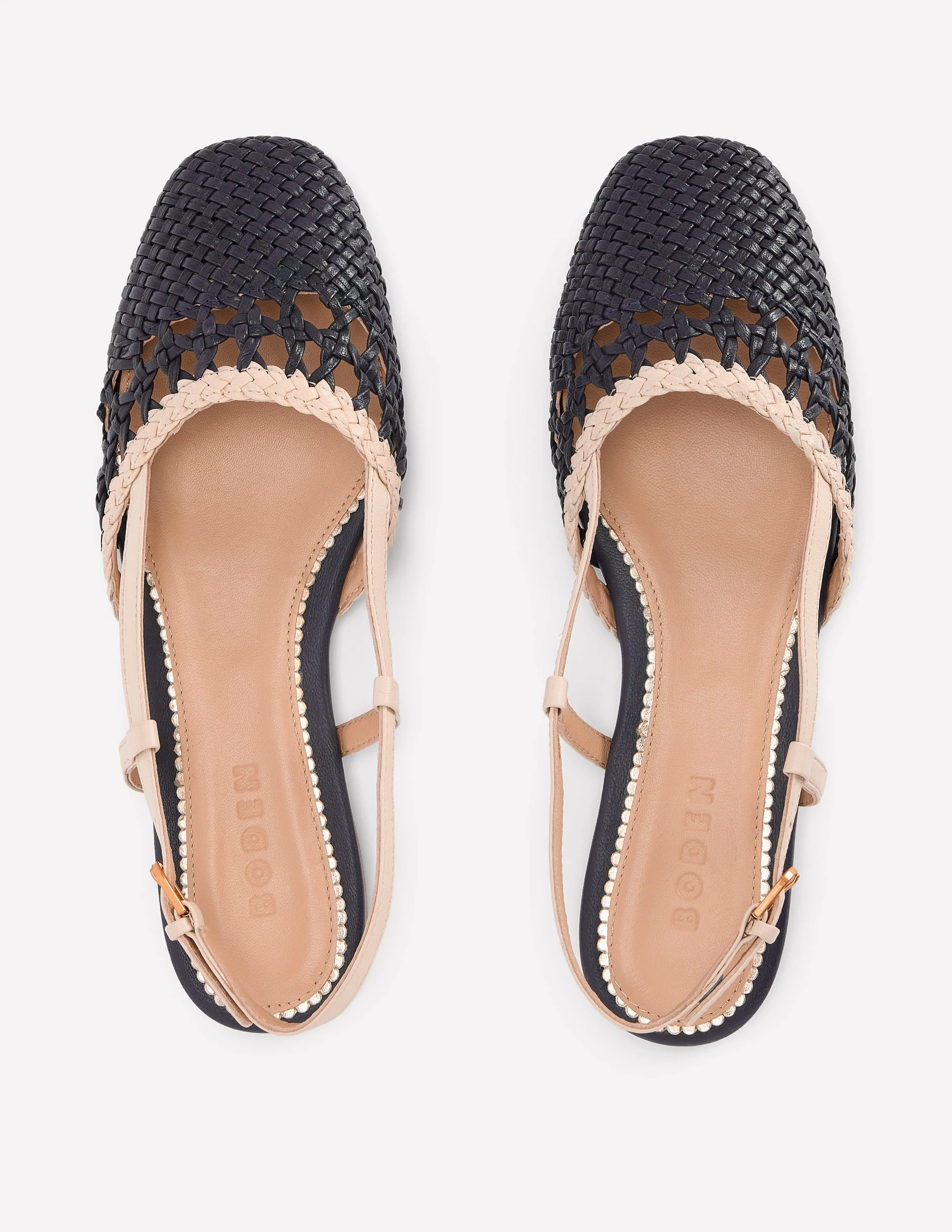 Woven Slingback Flats-Navy/Ivory - Image 5