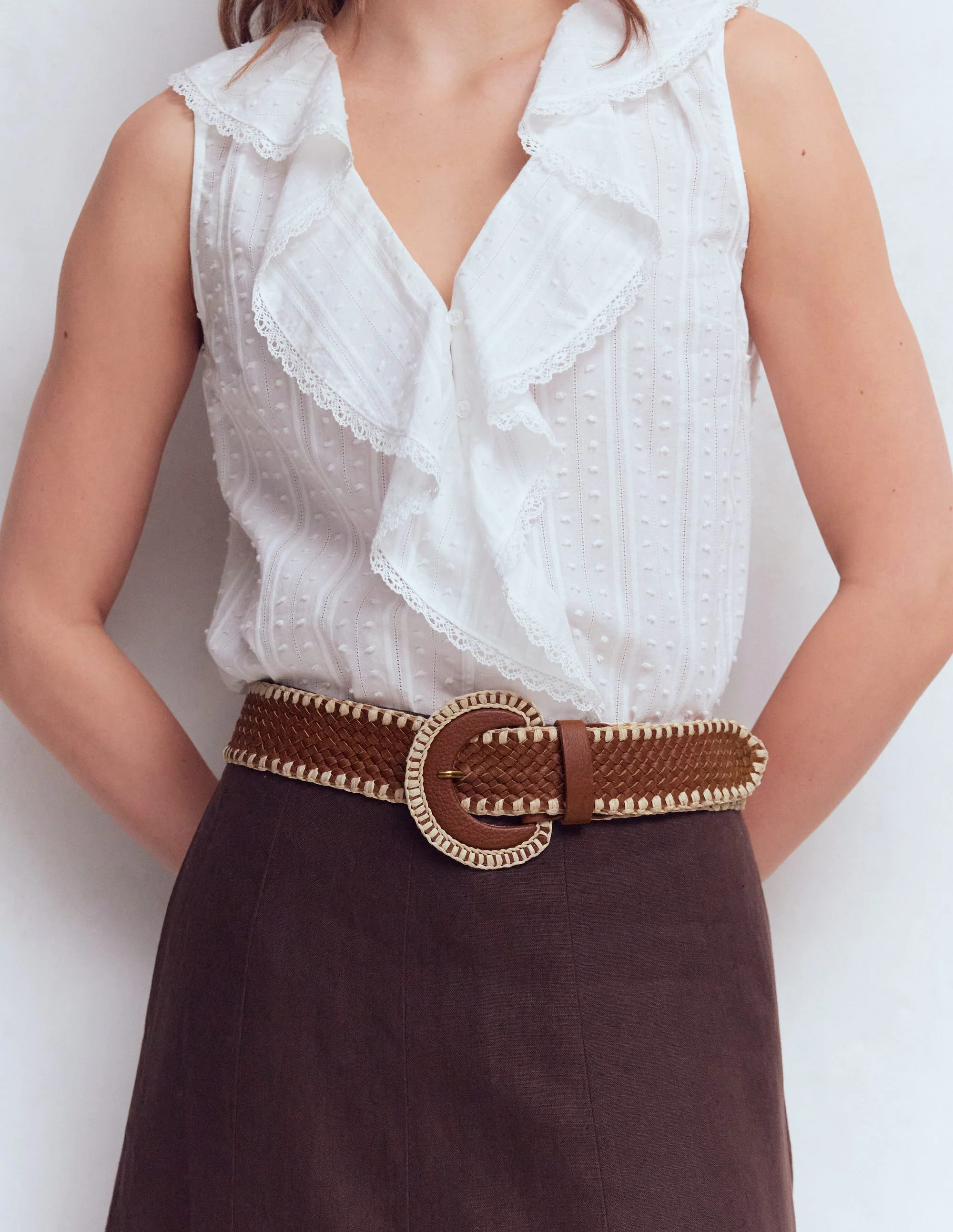 Woven Stitch Belt-Tan - Image 2