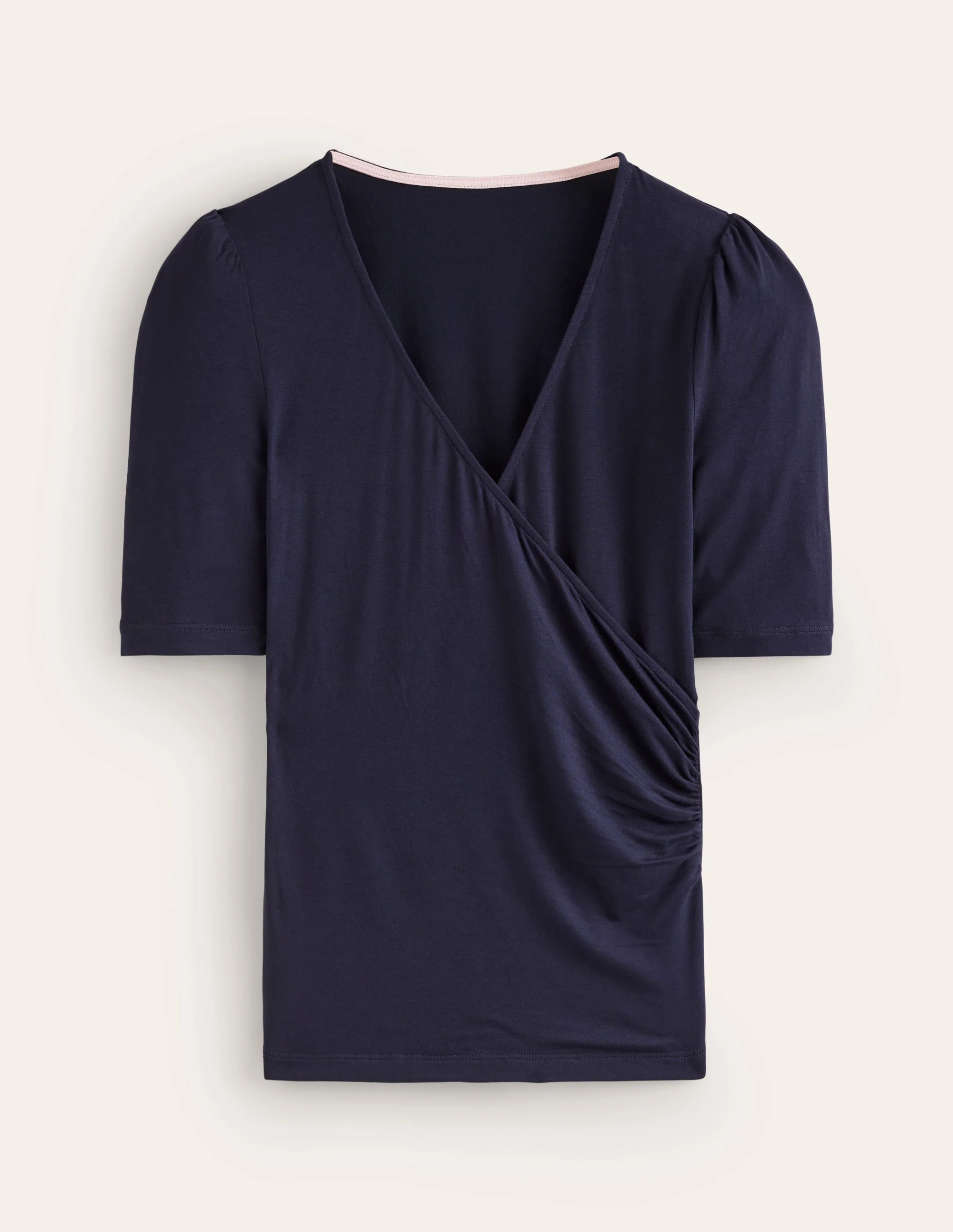 Wrap Front Jersey Top-Navy - Image 5