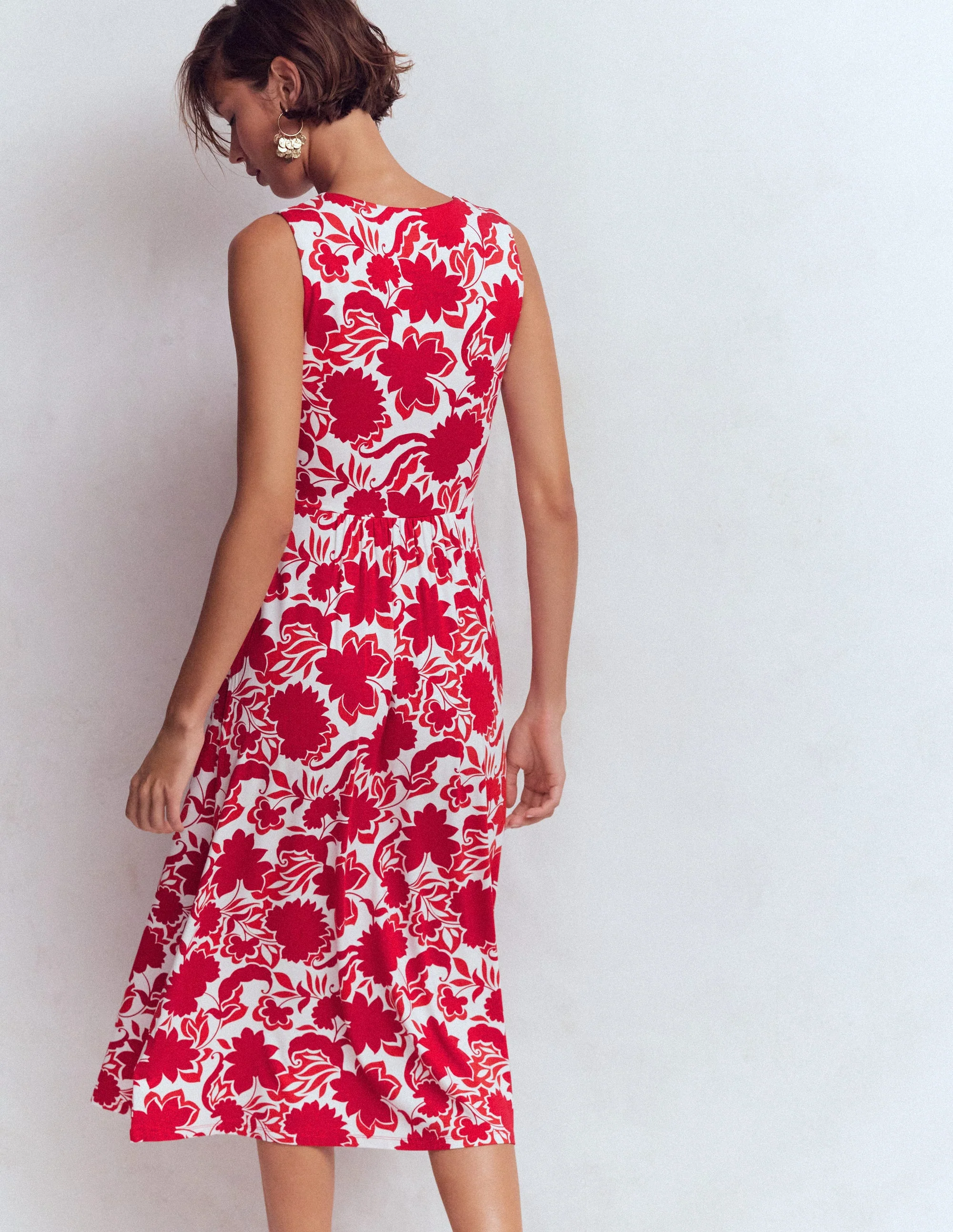Zara Cross Waist Jersey Dress-Merida Red, Shadow Blossom - Image 3