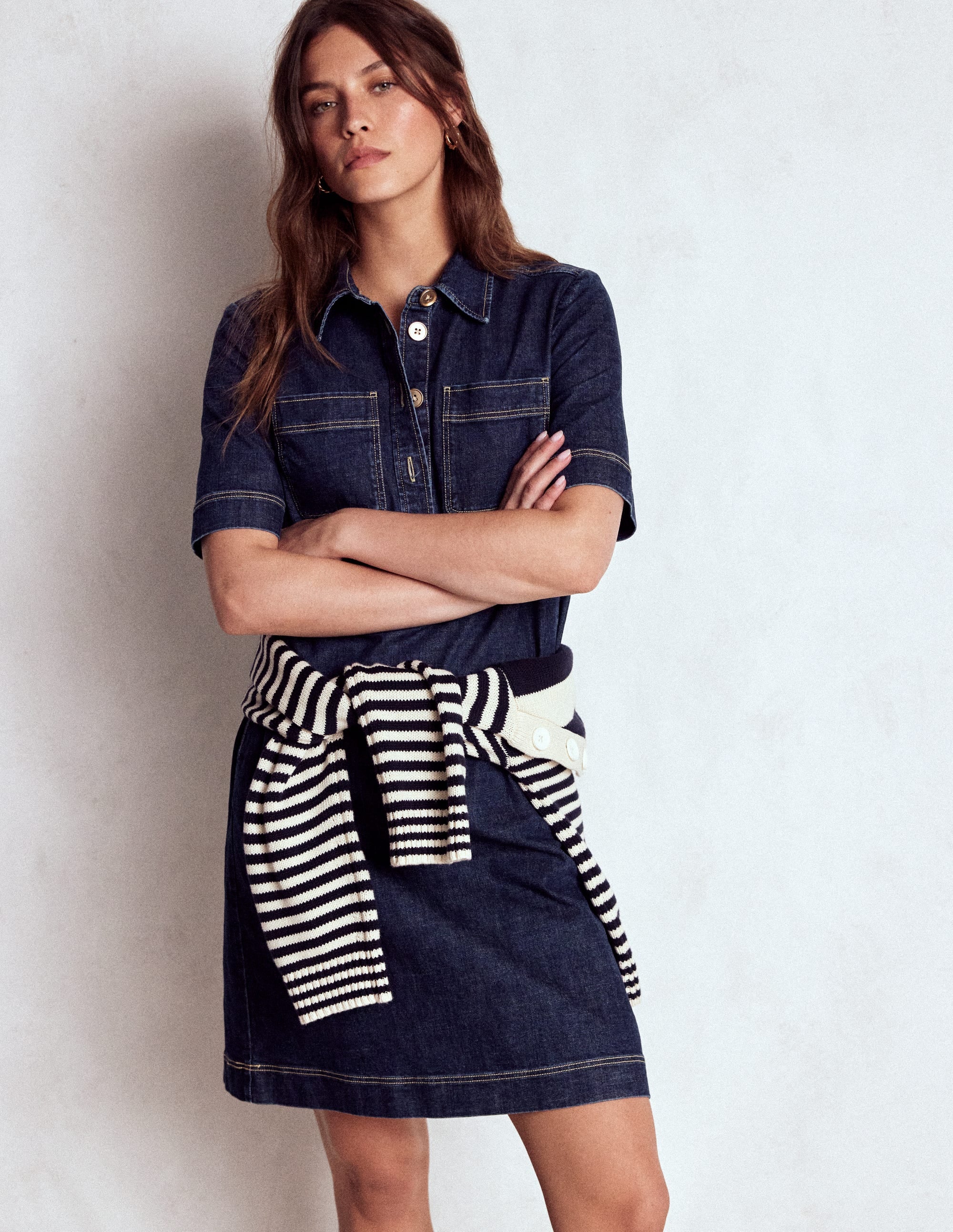 Zia Pocket Shift Dress-Dark Indigo - Image 5