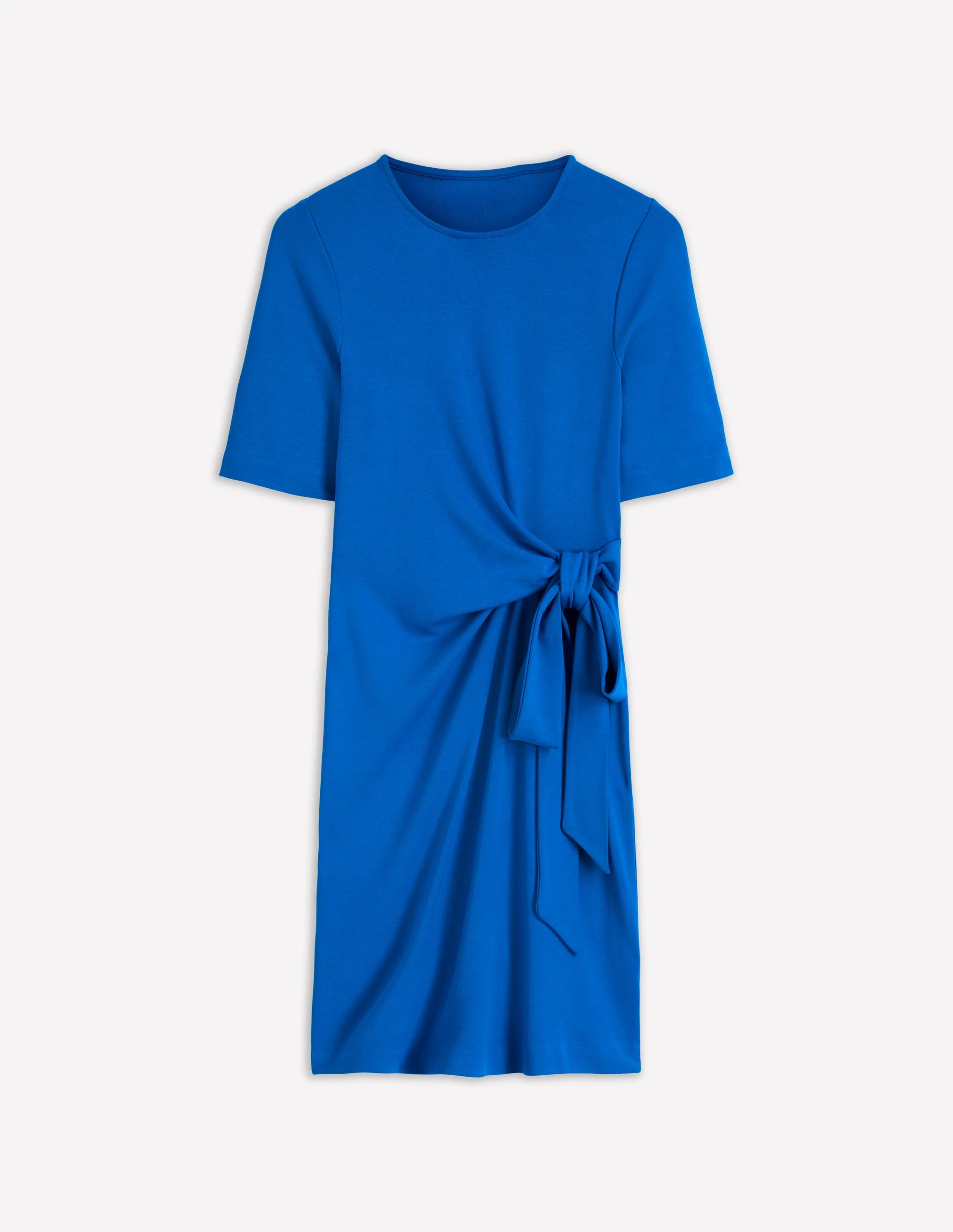Zinnia Tie Jersey Short Dress-Kingfisher Blue - Image 5